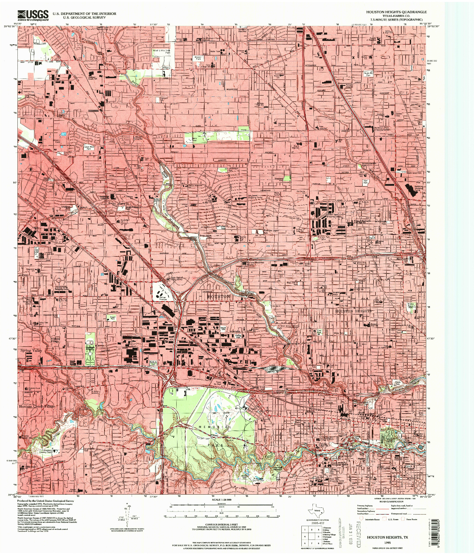 USGS 1:24000-SCALE QUADRANGLE FOR HOUSTON HEIGHTS, TX 1995