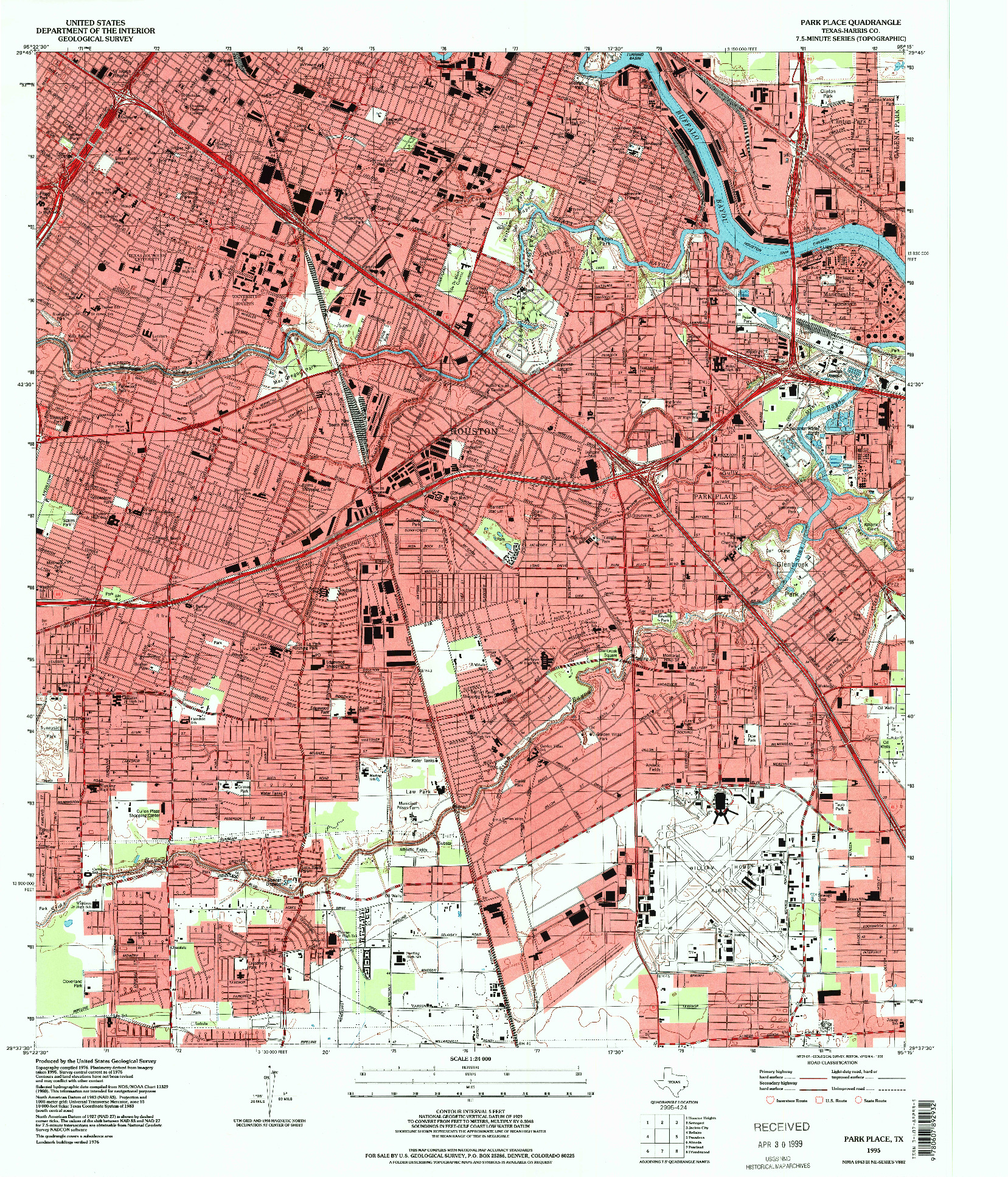 USGS 1:24000-SCALE QUADRANGLE FOR PARK PLACE, TX 1995