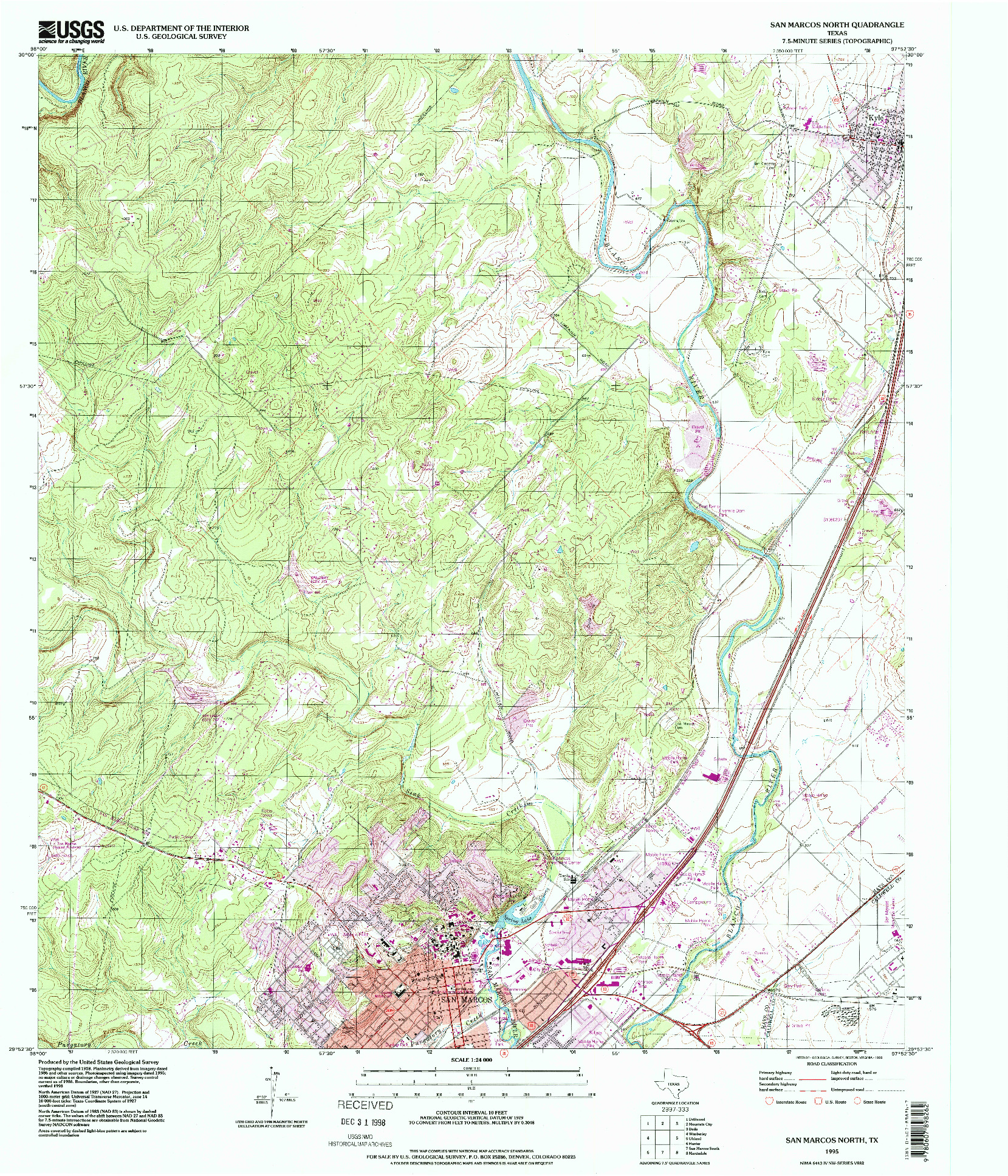 USGS 1:24000-SCALE QUADRANGLE FOR SAN MARCOS NORTH, TX 1995
