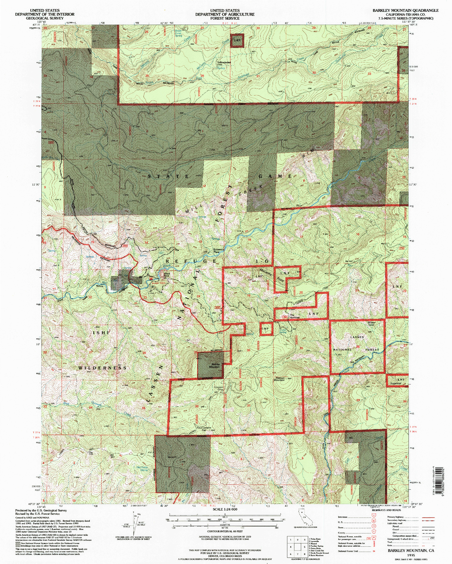 USGS 1:24000-SCALE QUADRANGLE FOR BARKLEY MOUNTAIN, CA 1995