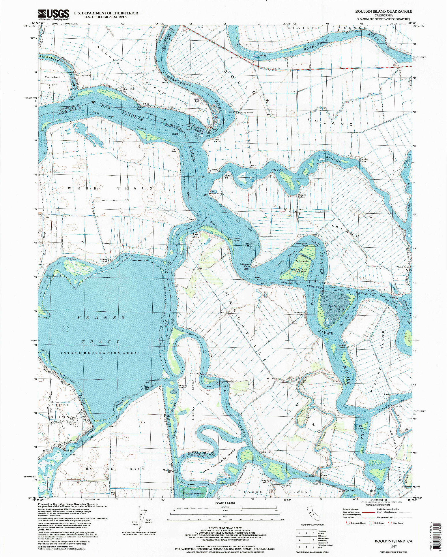 USGS 1:24000-SCALE QUADRANGLE FOR BOULDIN ISLAND, CA 1997