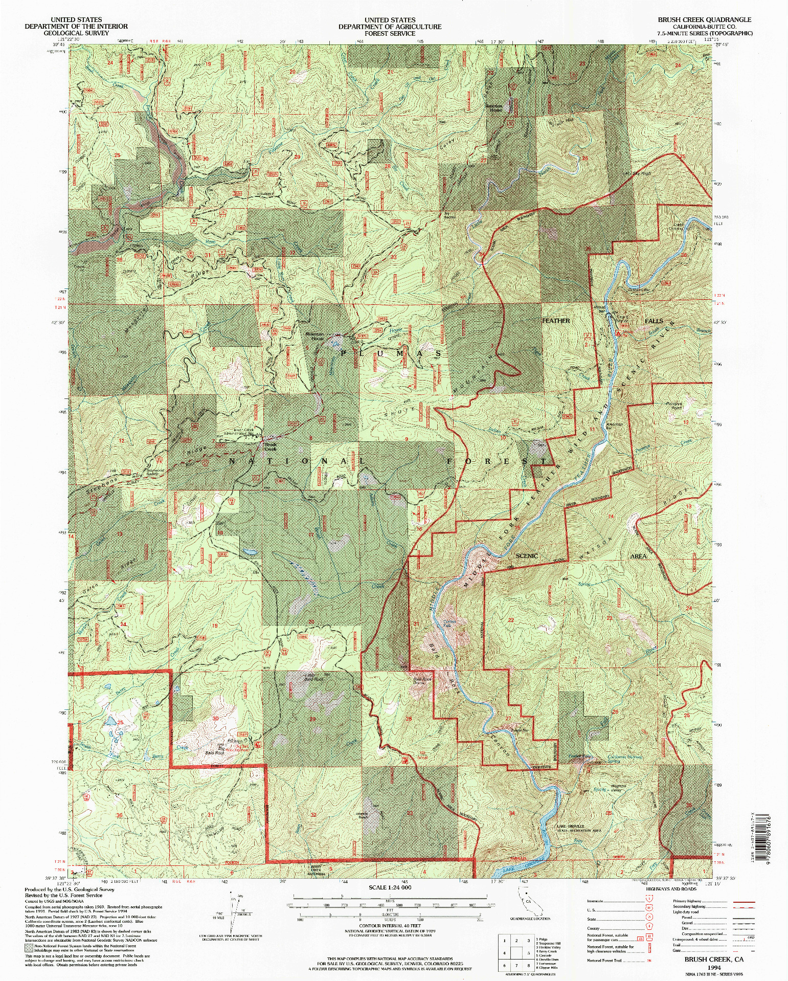 USGS 1:24000-SCALE QUADRANGLE FOR BRUSH CREEK, CA 1994