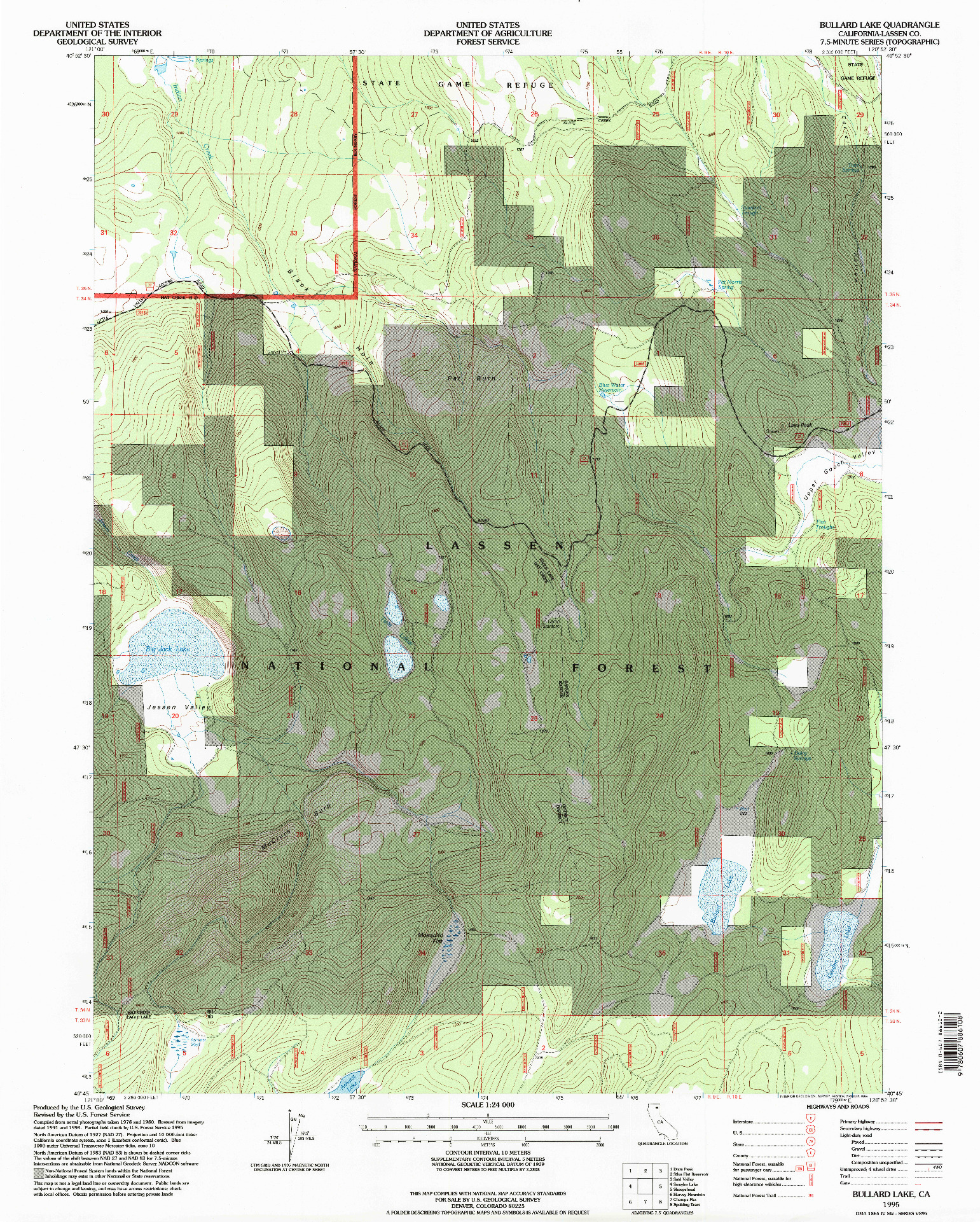 USGS 1:24000-SCALE QUADRANGLE FOR BULLARD LAKE, CA 1995