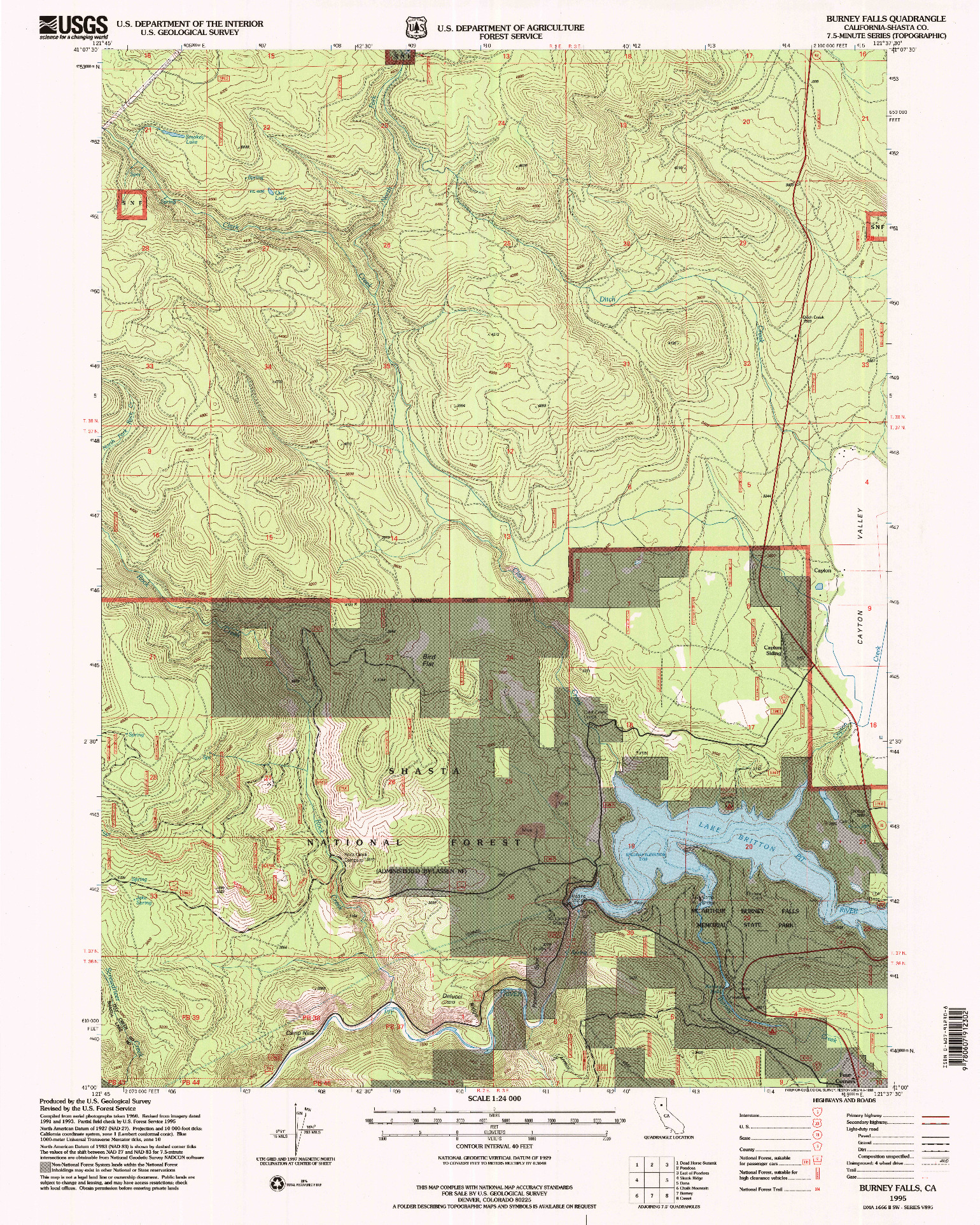 USGS 1:24000-SCALE QUADRANGLE FOR BURNEY FALLS, CA 1995