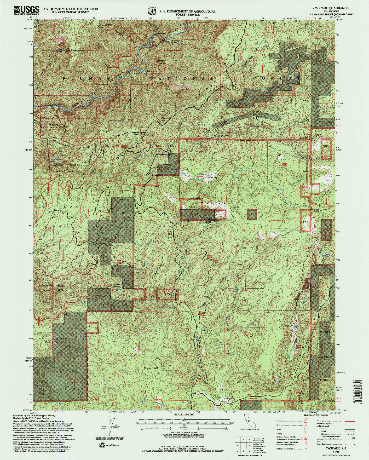 USGS 1:24000-SCALE QUADRANGLE FOR CASCADE, CA 1994