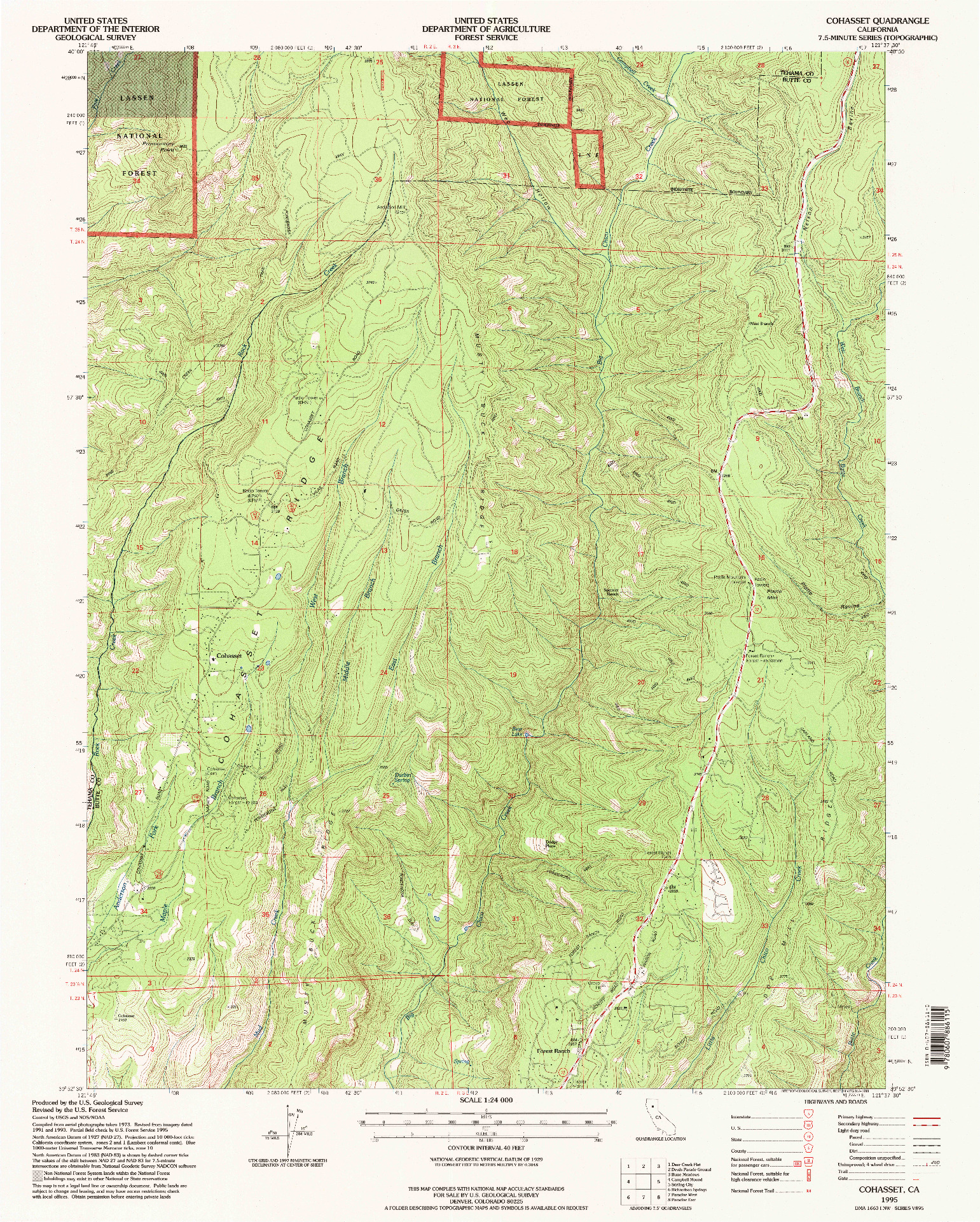 USGS 1:24000-SCALE QUADRANGLE FOR COHASSET, CA 1995
