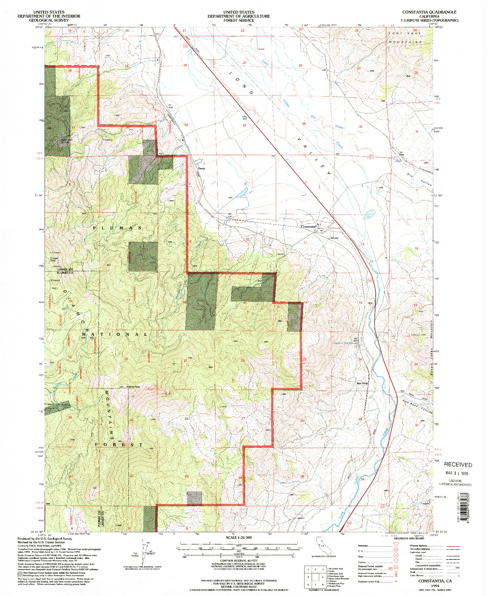 USGS 1:24000-SCALE QUADRANGLE FOR CONSTANTIA, CA 1994