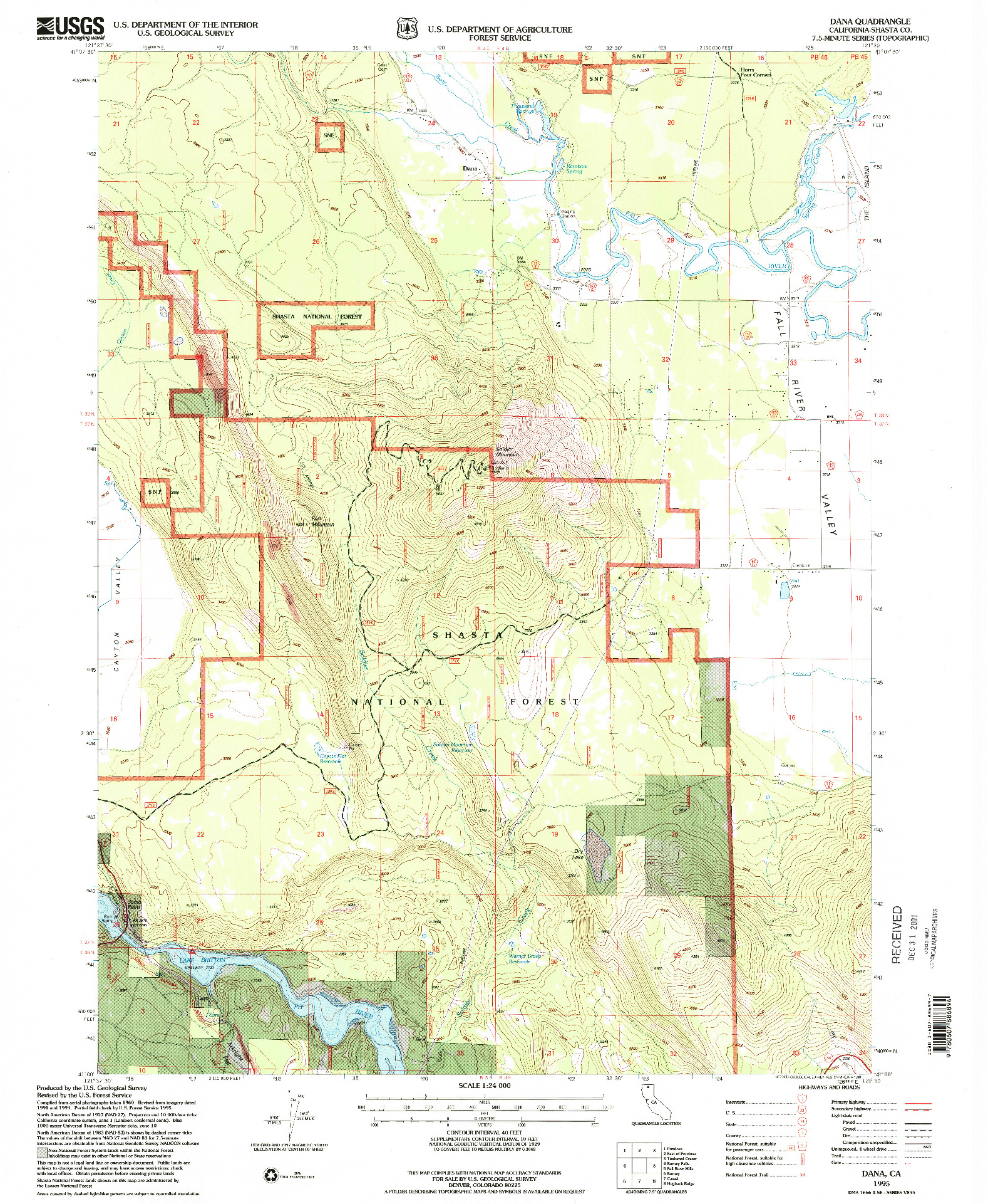 USGS 1:24000-SCALE QUADRANGLE FOR DANA, CA 1995