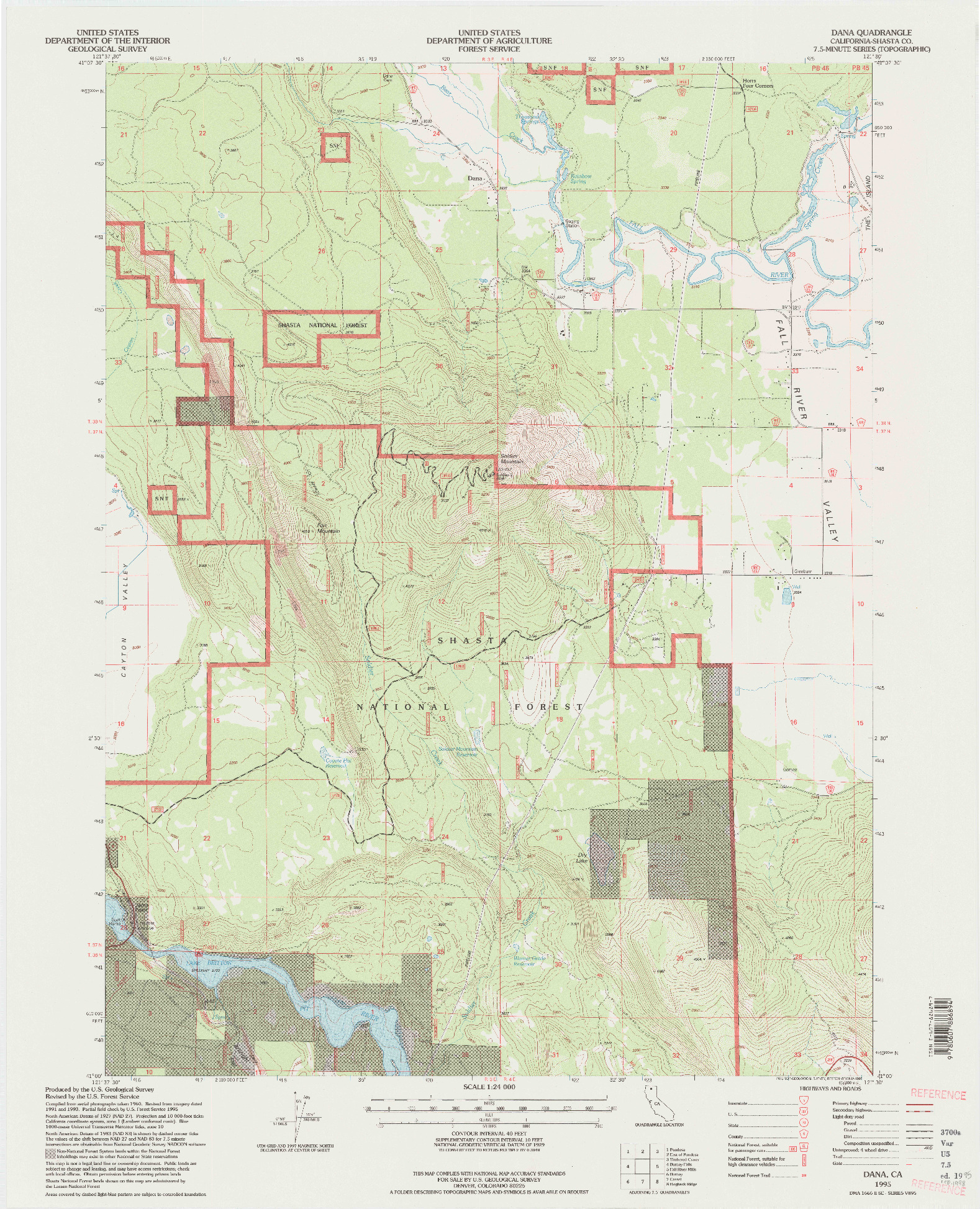 USGS 1:24000-SCALE QUADRANGLE FOR DANA, CA 1995