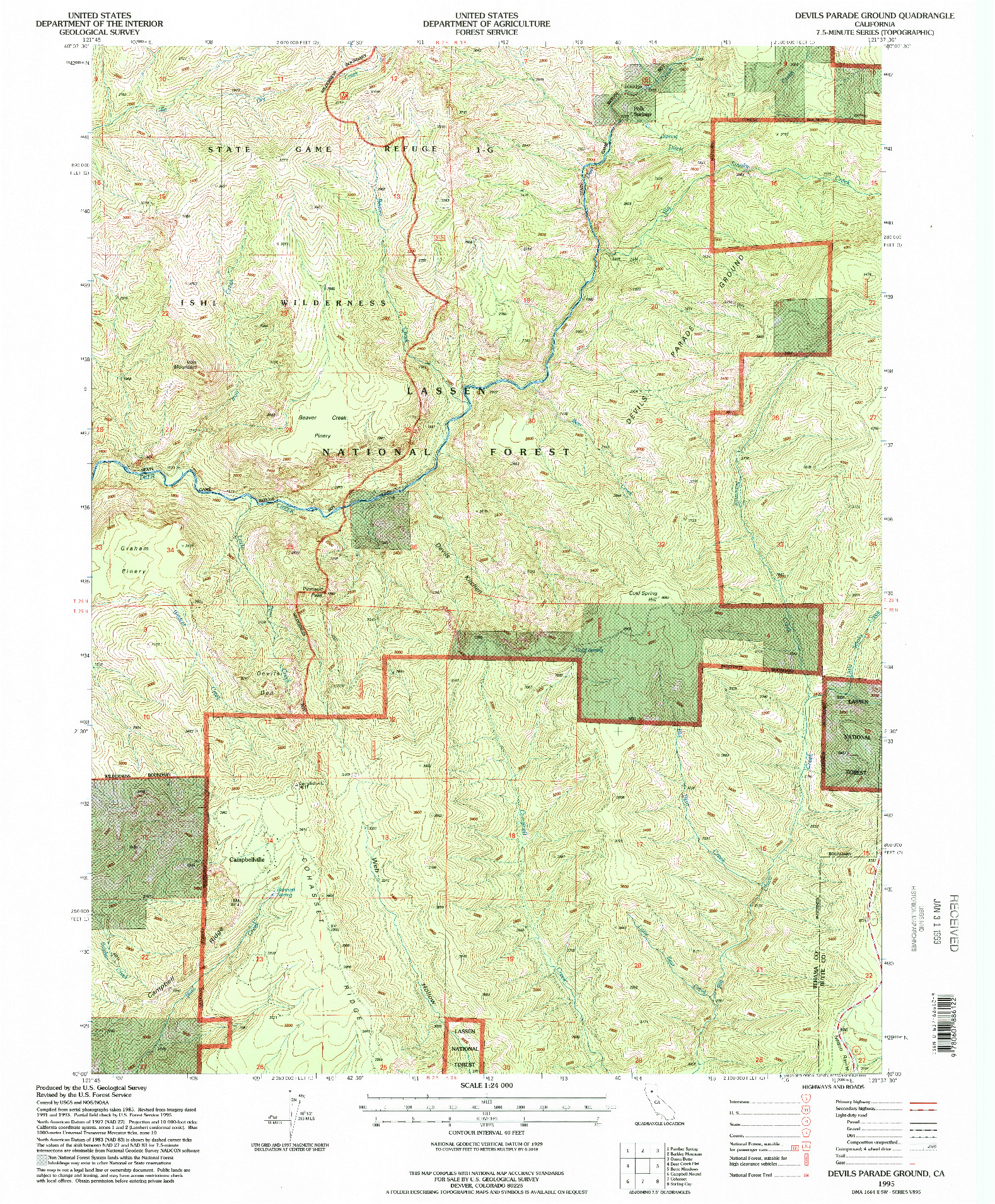USGS 1:24000-SCALE QUADRANGLE FOR DEVILS PARADE GROUND, CA 1995