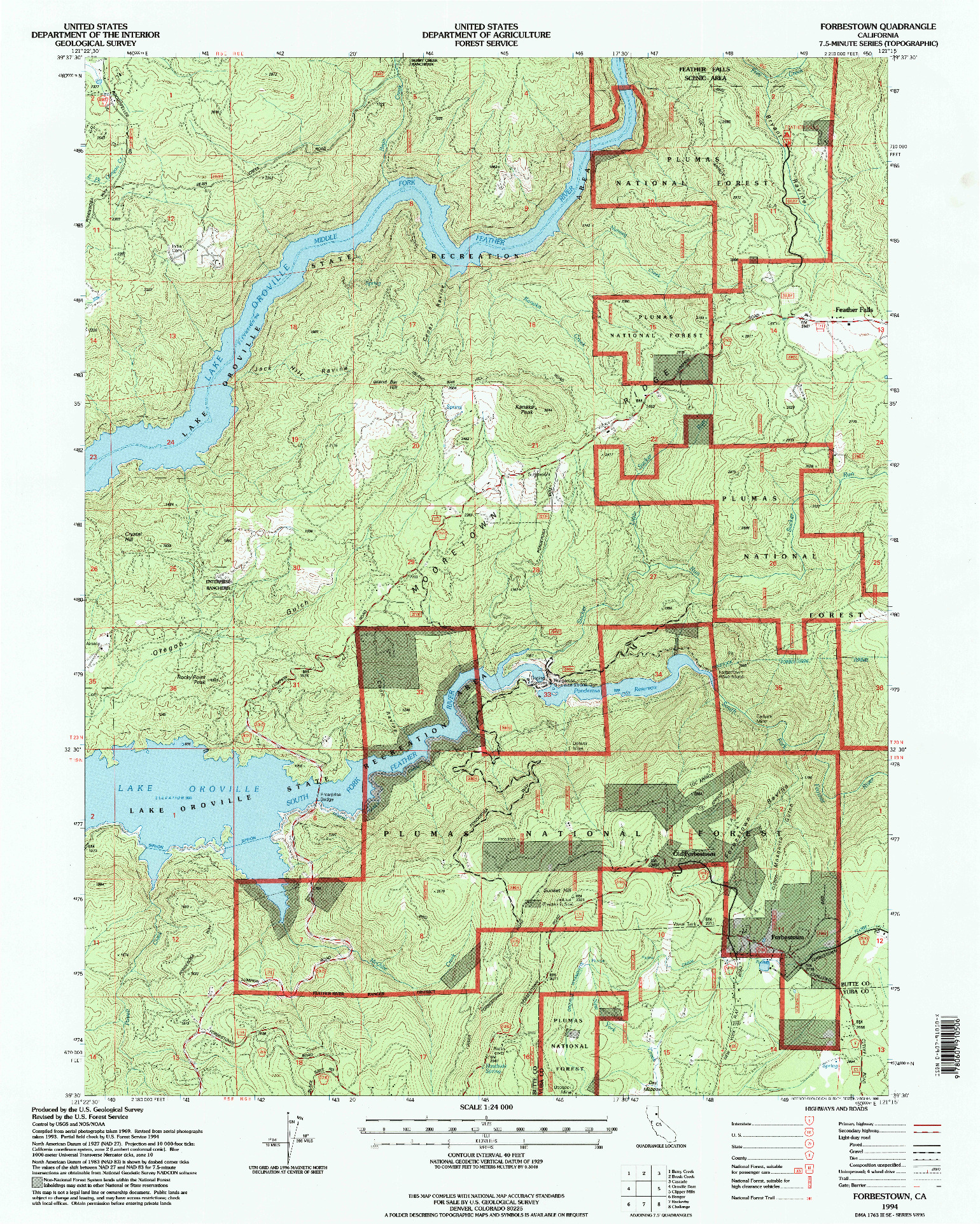 USGS 1:24000-SCALE QUADRANGLE FOR FORBESTOWN, CA 1994