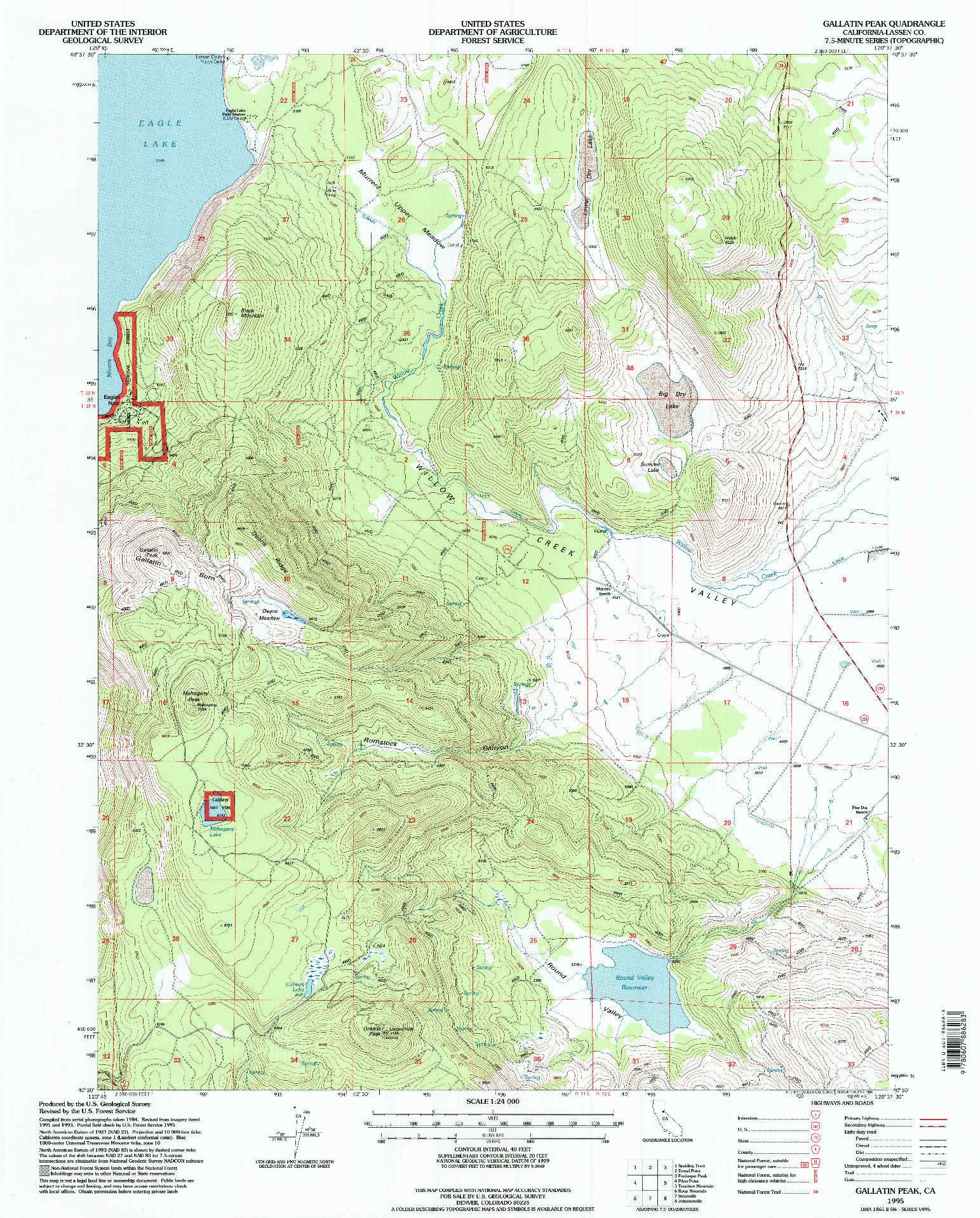 USGS 1:24000-SCALE QUADRANGLE FOR GALLATIN PEAK, CA 1995