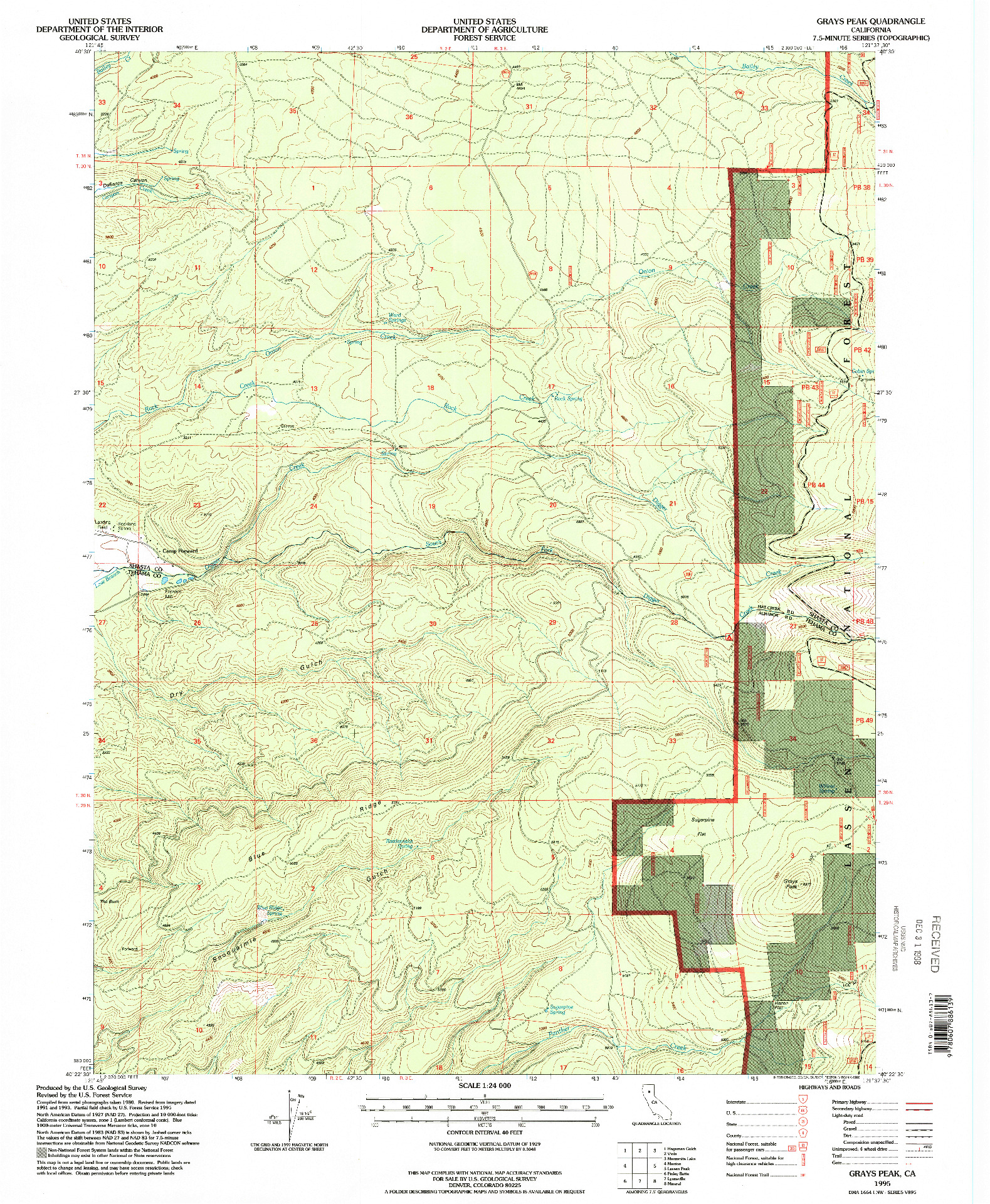 USGS 1:24000-SCALE QUADRANGLE FOR GRAYS PEAK, CA 1995