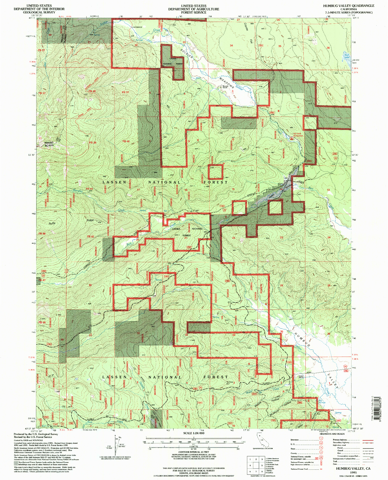 USGS 1:24000-SCALE QUADRANGLE FOR HUMBUG VALLEY, CA 1995