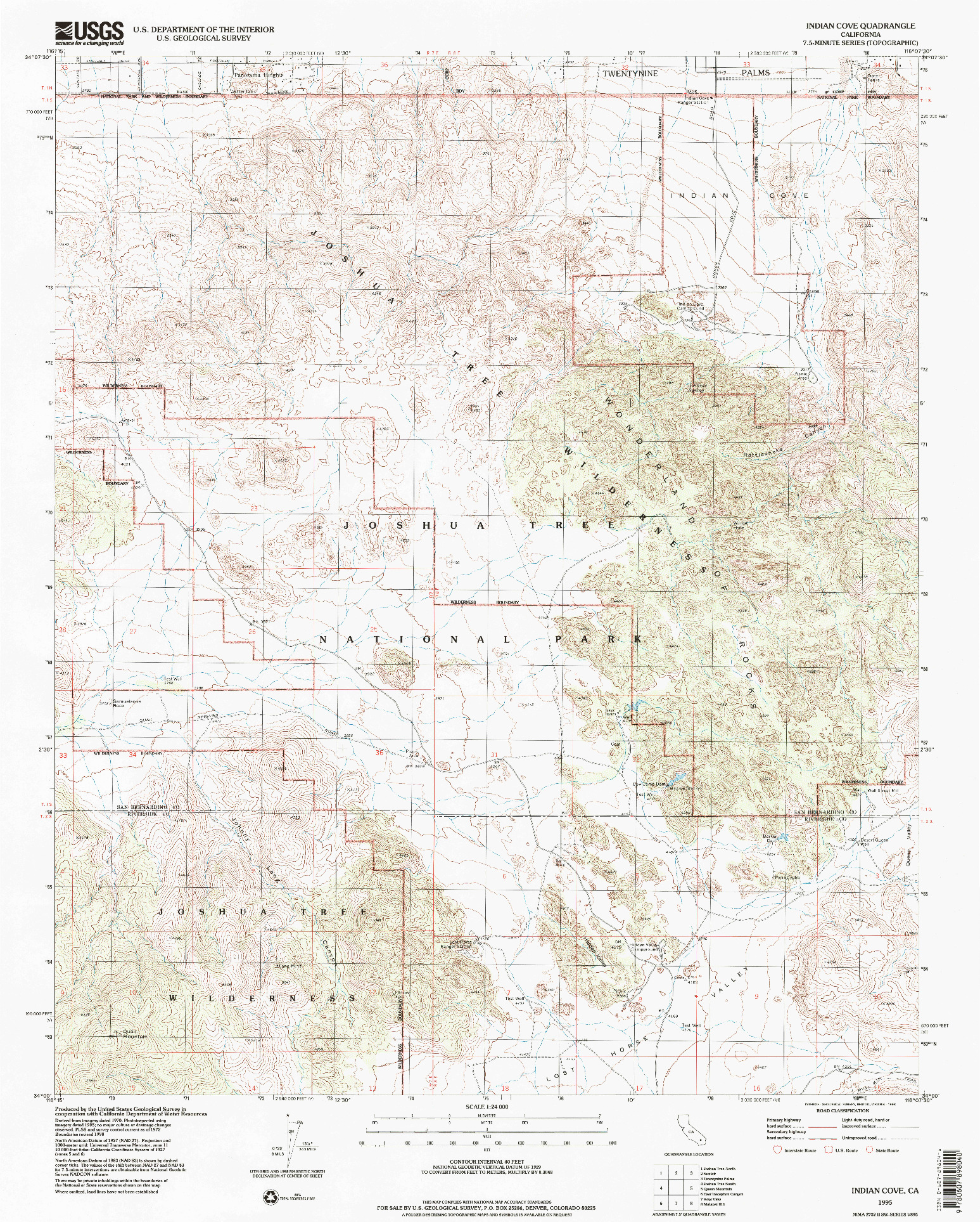 USGS 1:24000-SCALE QUADRANGLE FOR INDIAN COVE, CA 1995