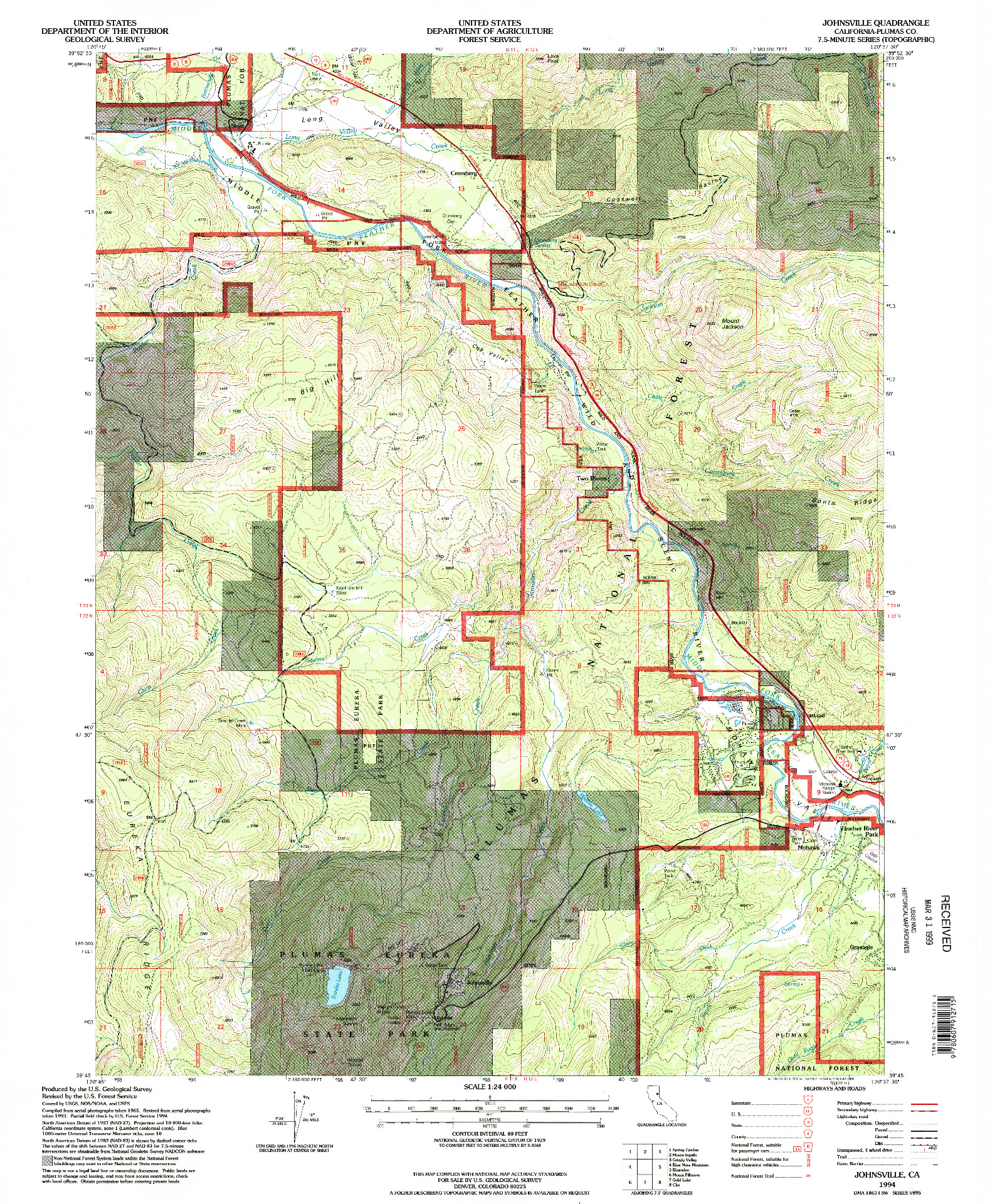 USGS 1:24000-SCALE QUADRANGLE FOR JOHNSVILLE, CA 1994