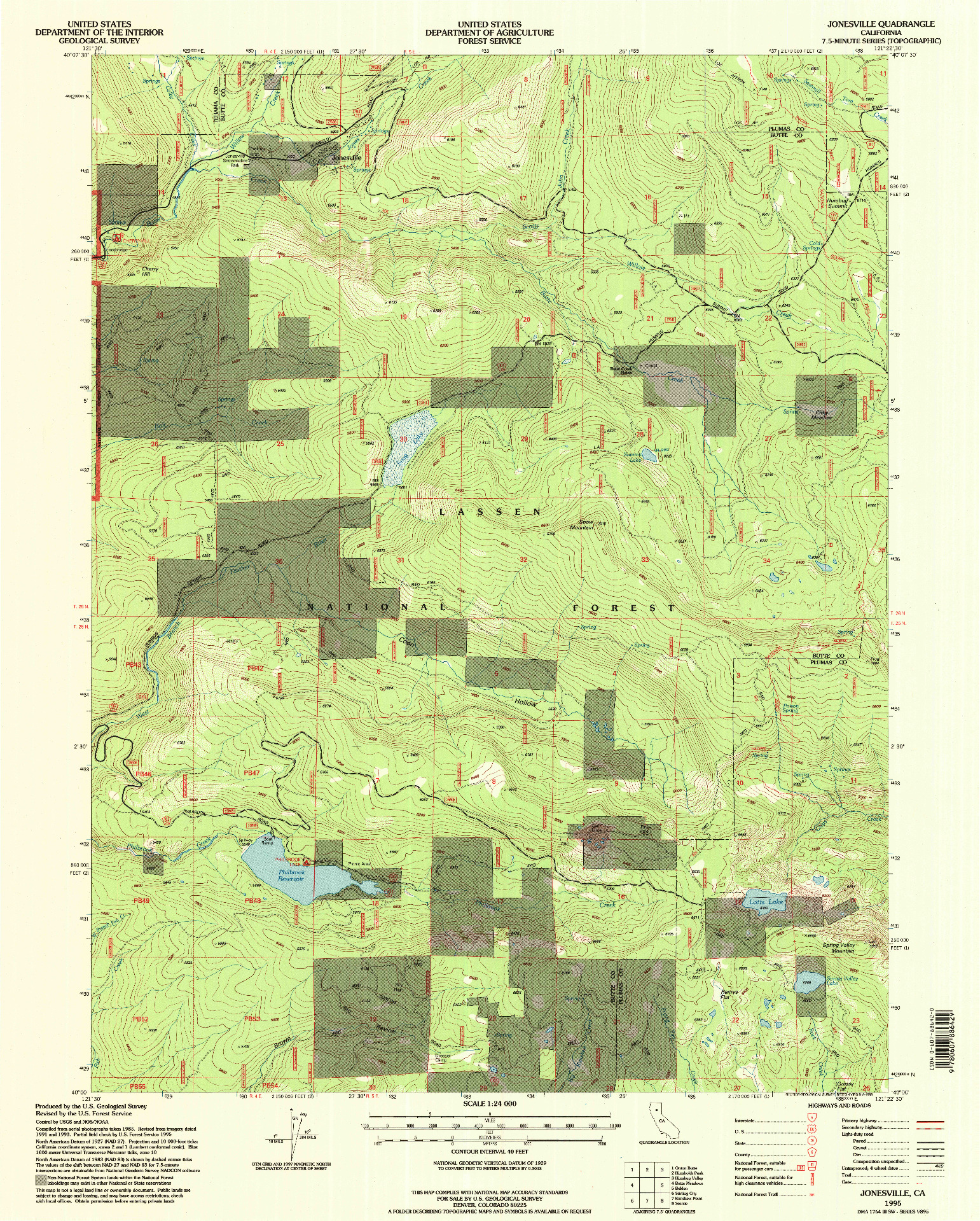 USGS 1:24000-SCALE QUADRANGLE FOR JONESVILLE, CA 1995