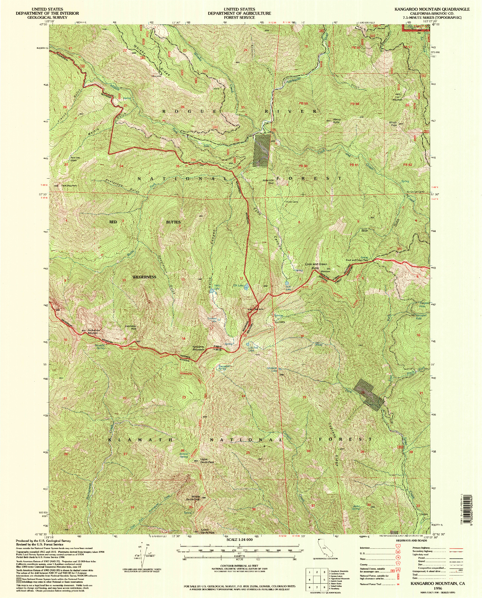 USGS 1:24000-SCALE QUADRANGLE FOR KANGAROO MOUNTAIN, CA 1996