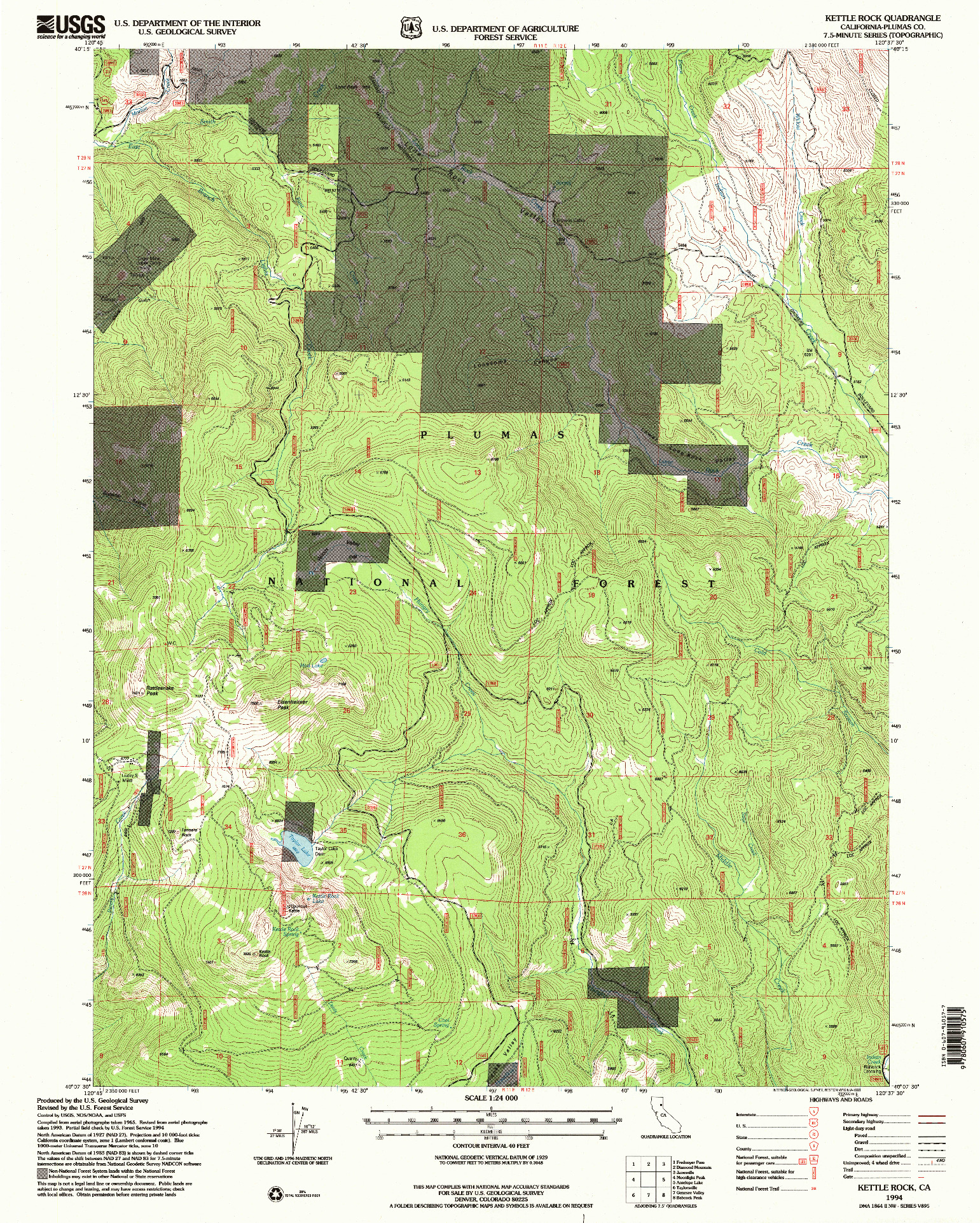 USGS 1:24000-SCALE QUADRANGLE FOR KETTLE ROCK, CA 1994