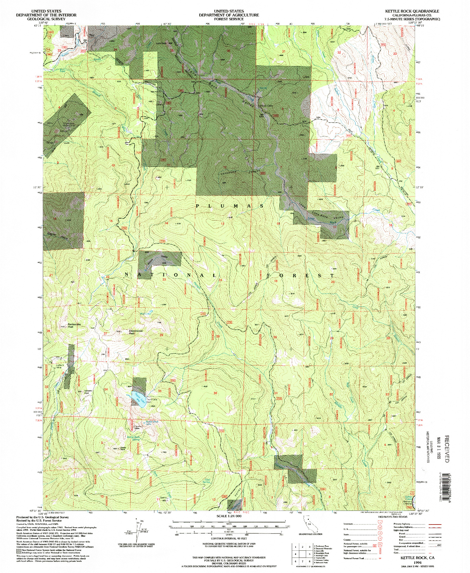 USGS 1:24000-SCALE QUADRANGLE FOR KETTLE ROCK, CA 1994