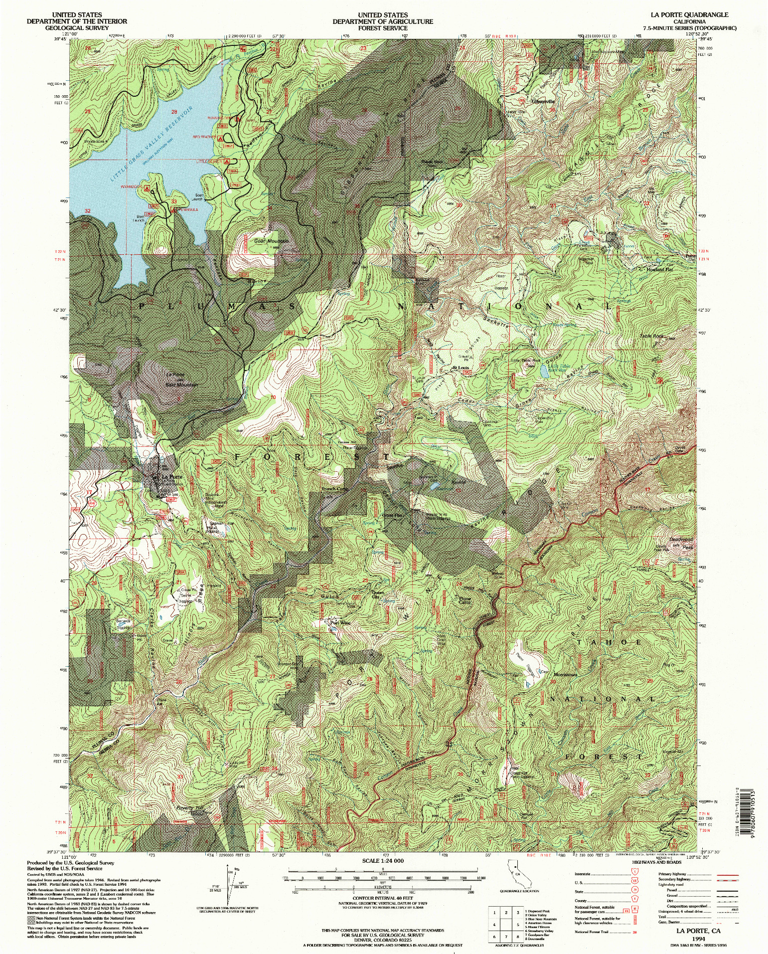 USGS 1:24000-SCALE QUADRANGLE FOR LA PORTE, CA 1994