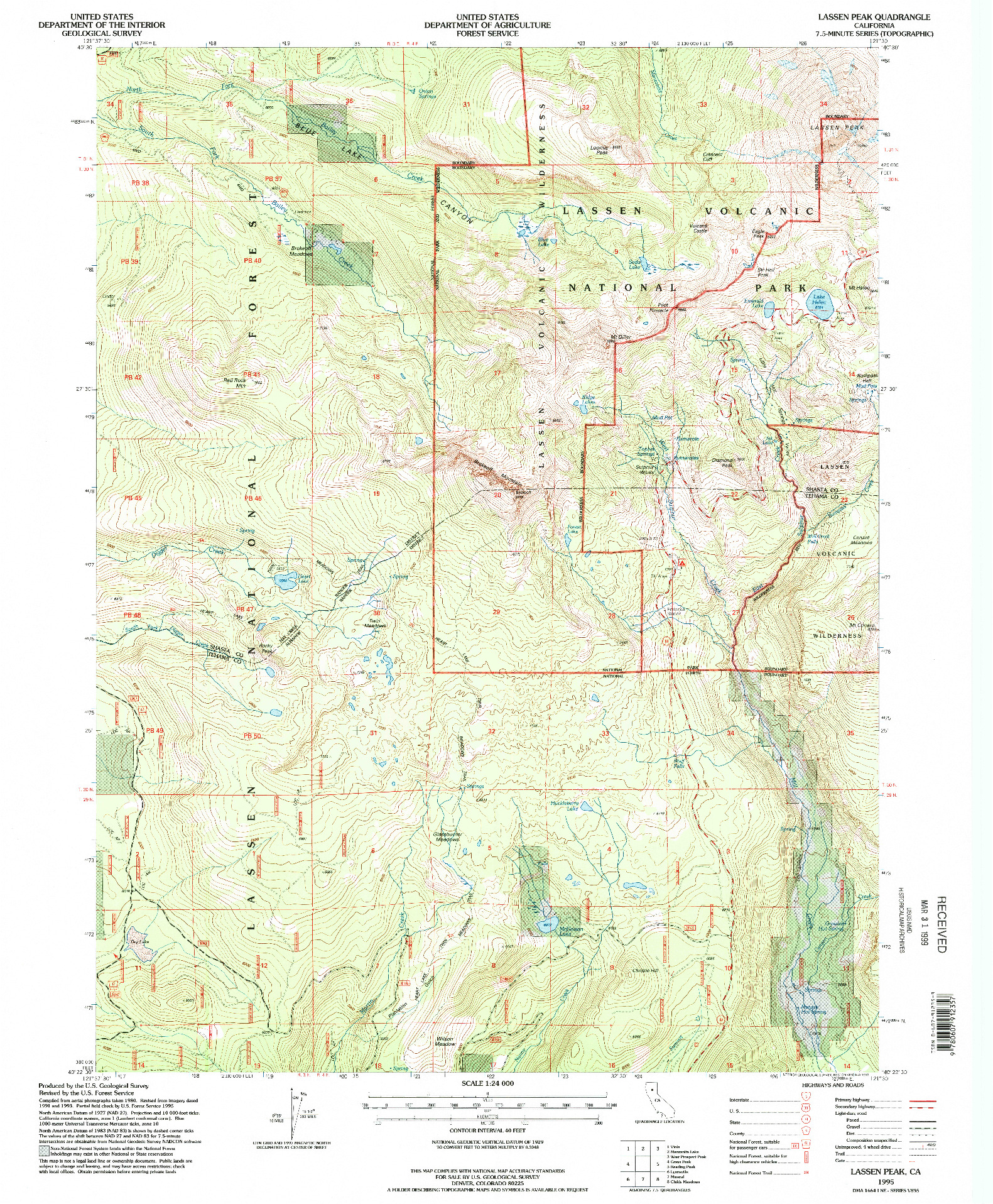 USGS 1:24000-SCALE QUADRANGLE FOR LASSEN PEAK, CA 1995