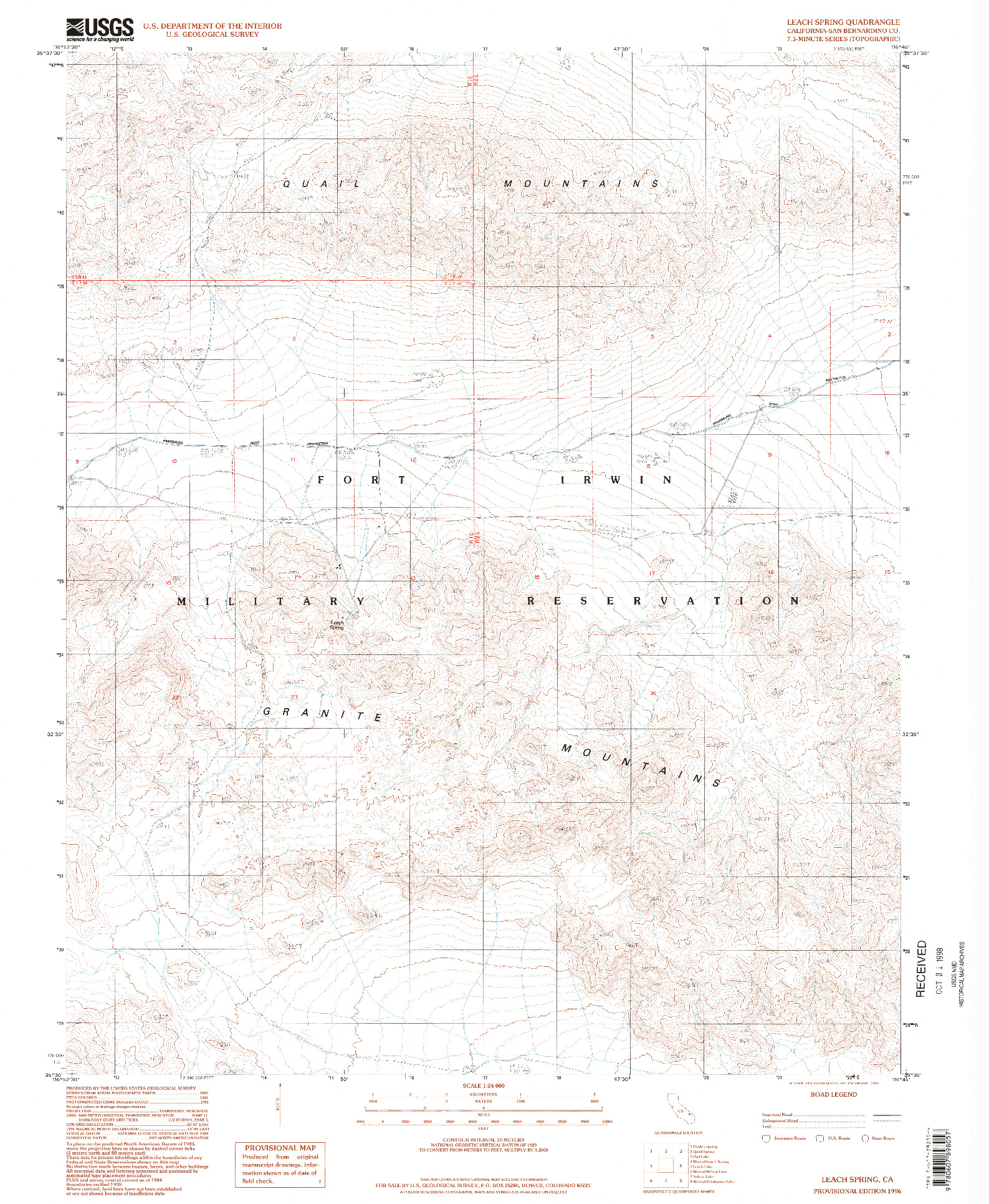 USGS 1:24000-SCALE QUADRANGLE FOR LEACH SPRING, CA 1996