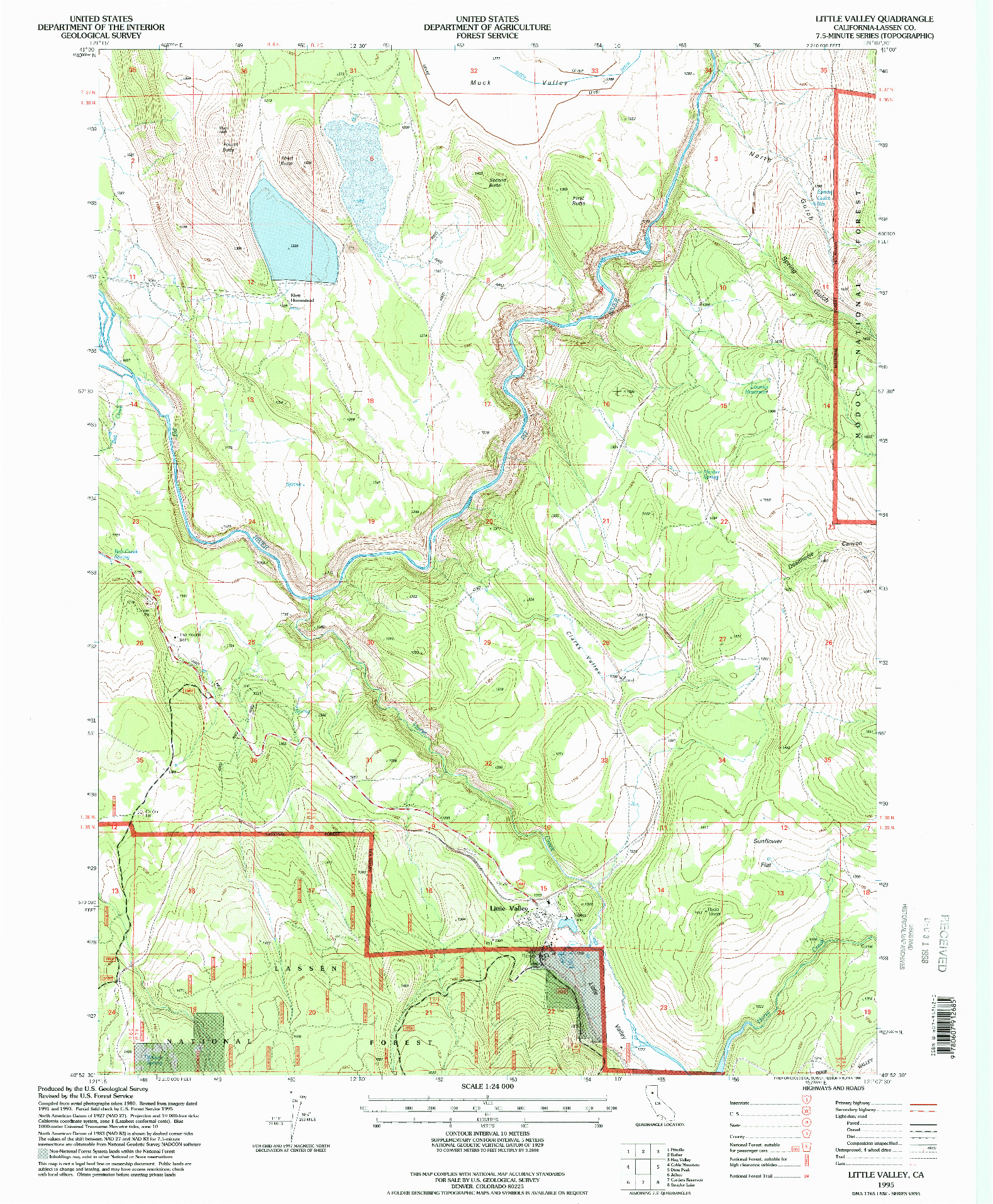 USGS 1:24000-SCALE QUADRANGLE FOR LITTLE VALLEY, CA 1995