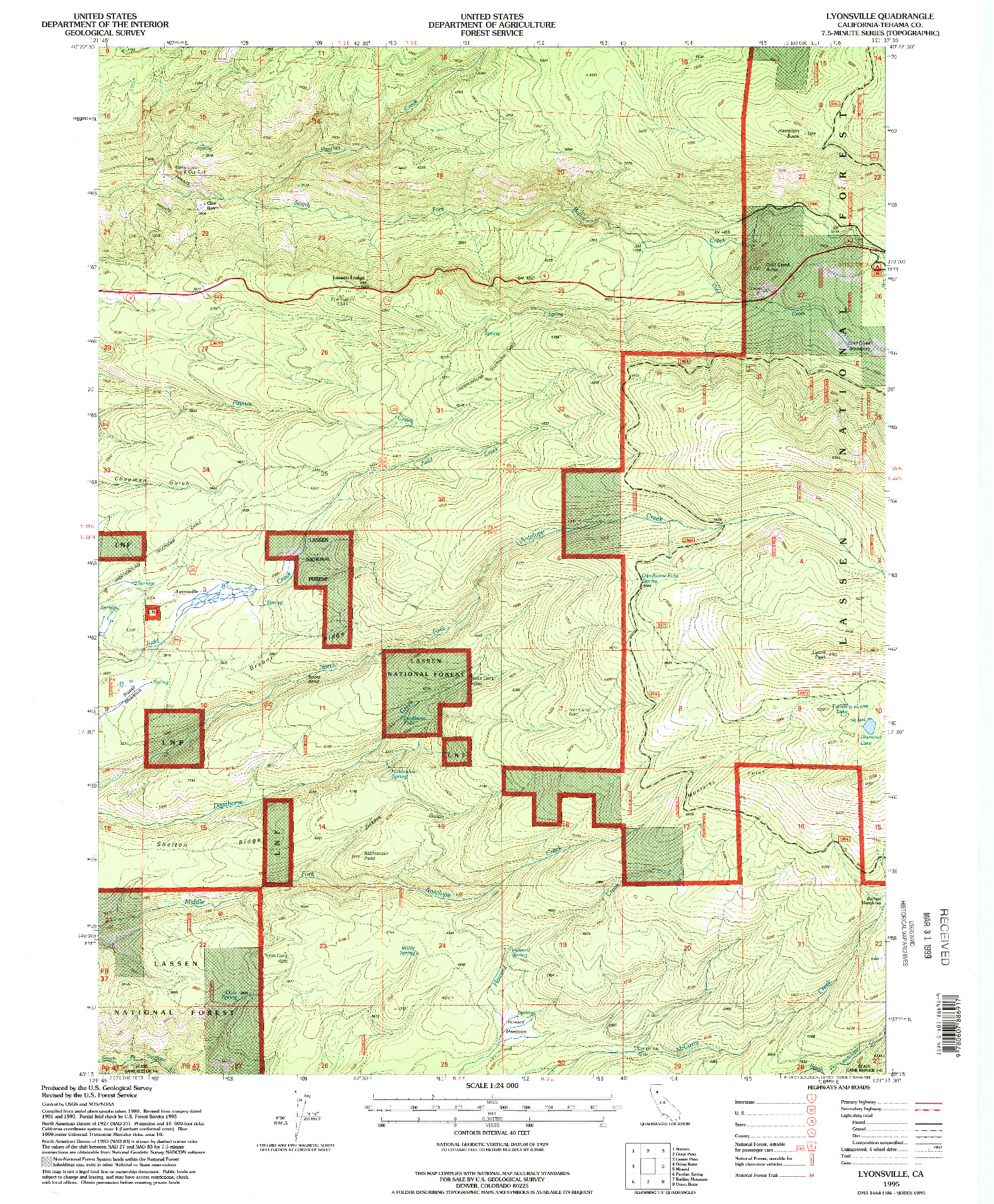 USGS 1:24000-SCALE QUADRANGLE FOR LYONSVILLE, CA 1995