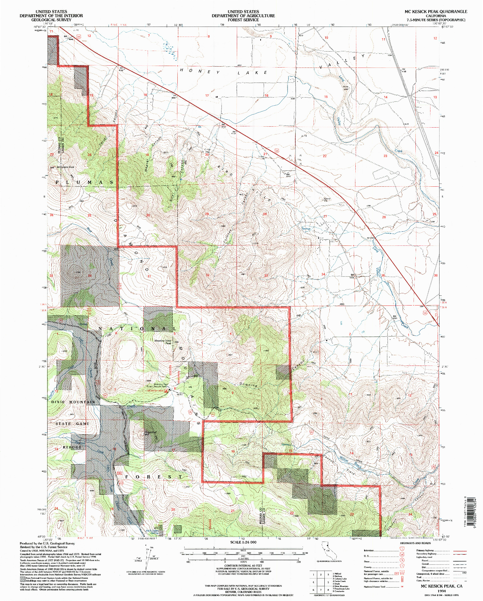 USGS 1:24000-SCALE QUADRANGLE FOR MC KESICK PEAK, CA 1994