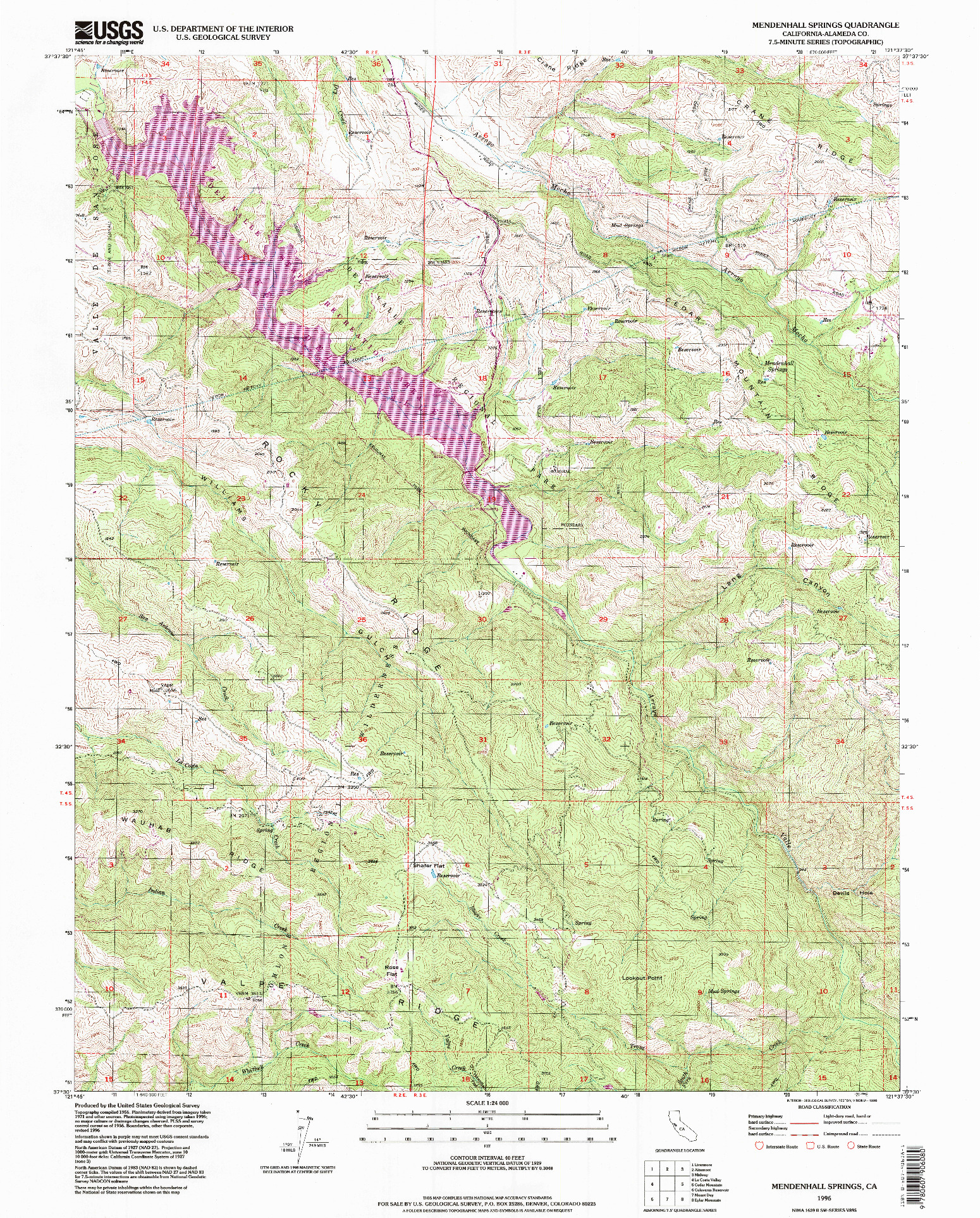 USGS 1:24000-SCALE QUADRANGLE FOR MENDENHALL SPRINGS, CA 1996