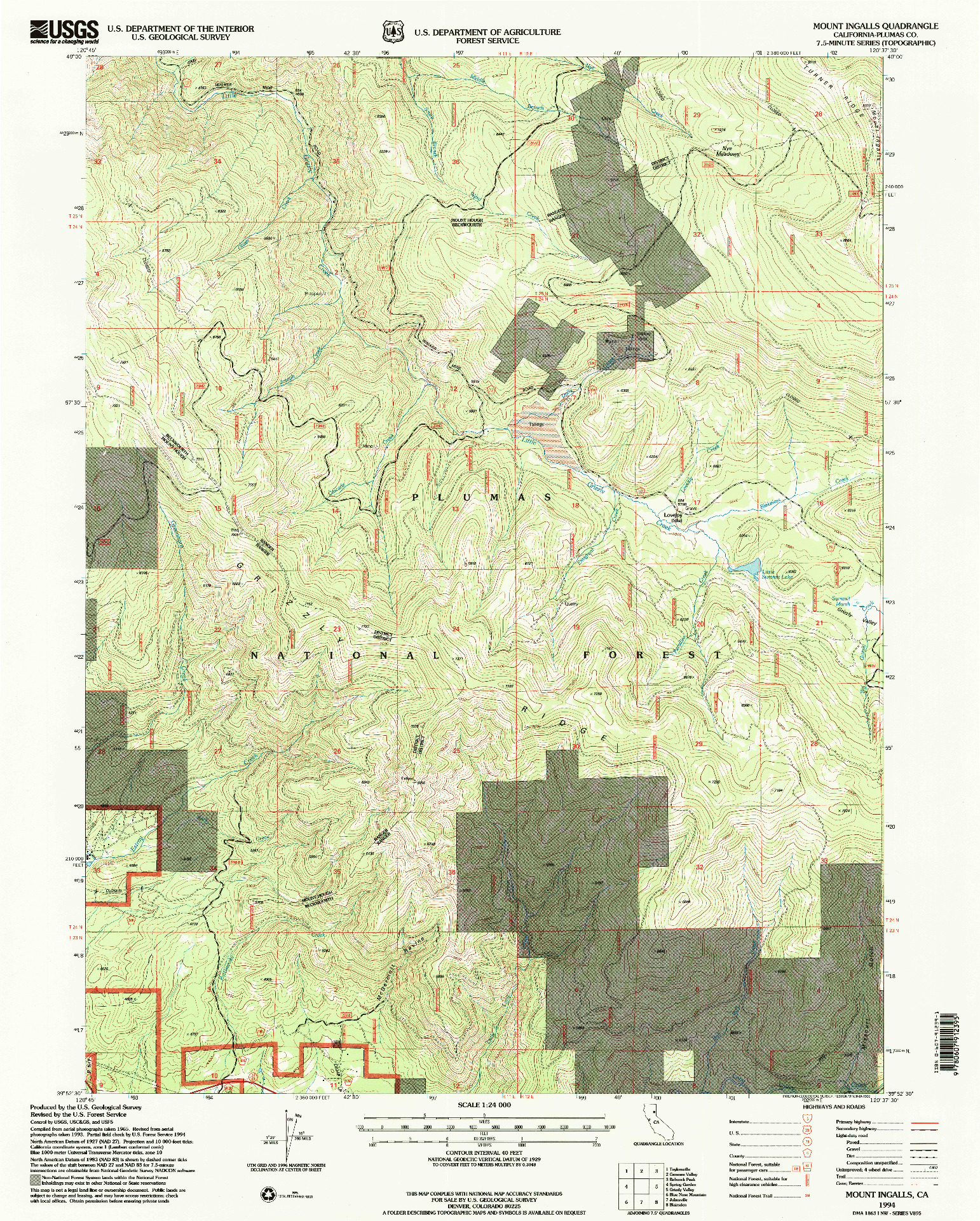 USGS 1:24000-SCALE QUADRANGLE FOR MOUNT INGALLS, CA 1994