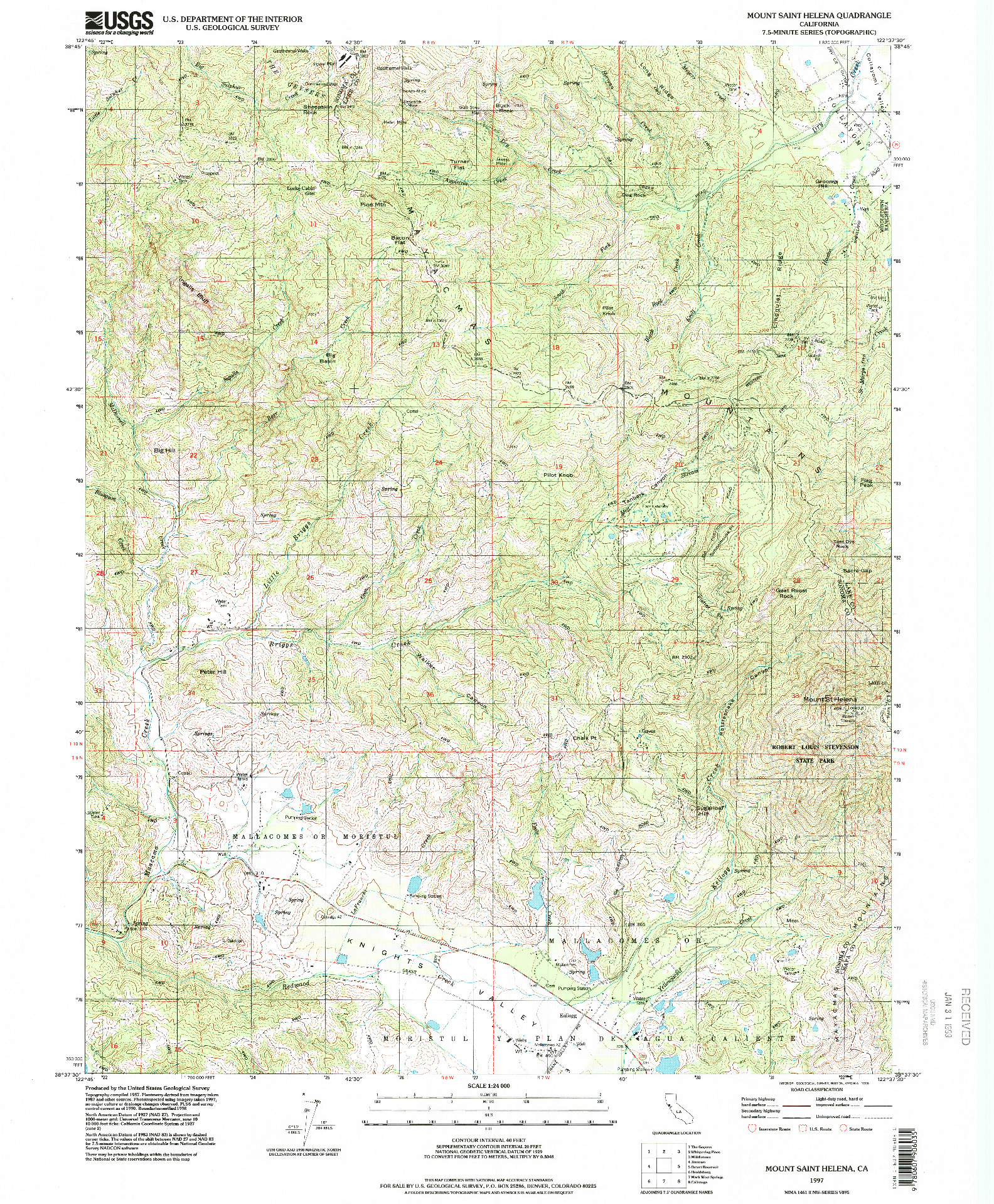 USGS 1:24000-SCALE QUADRANGLE FOR MOUNT SAINT HELENA, CA 1997