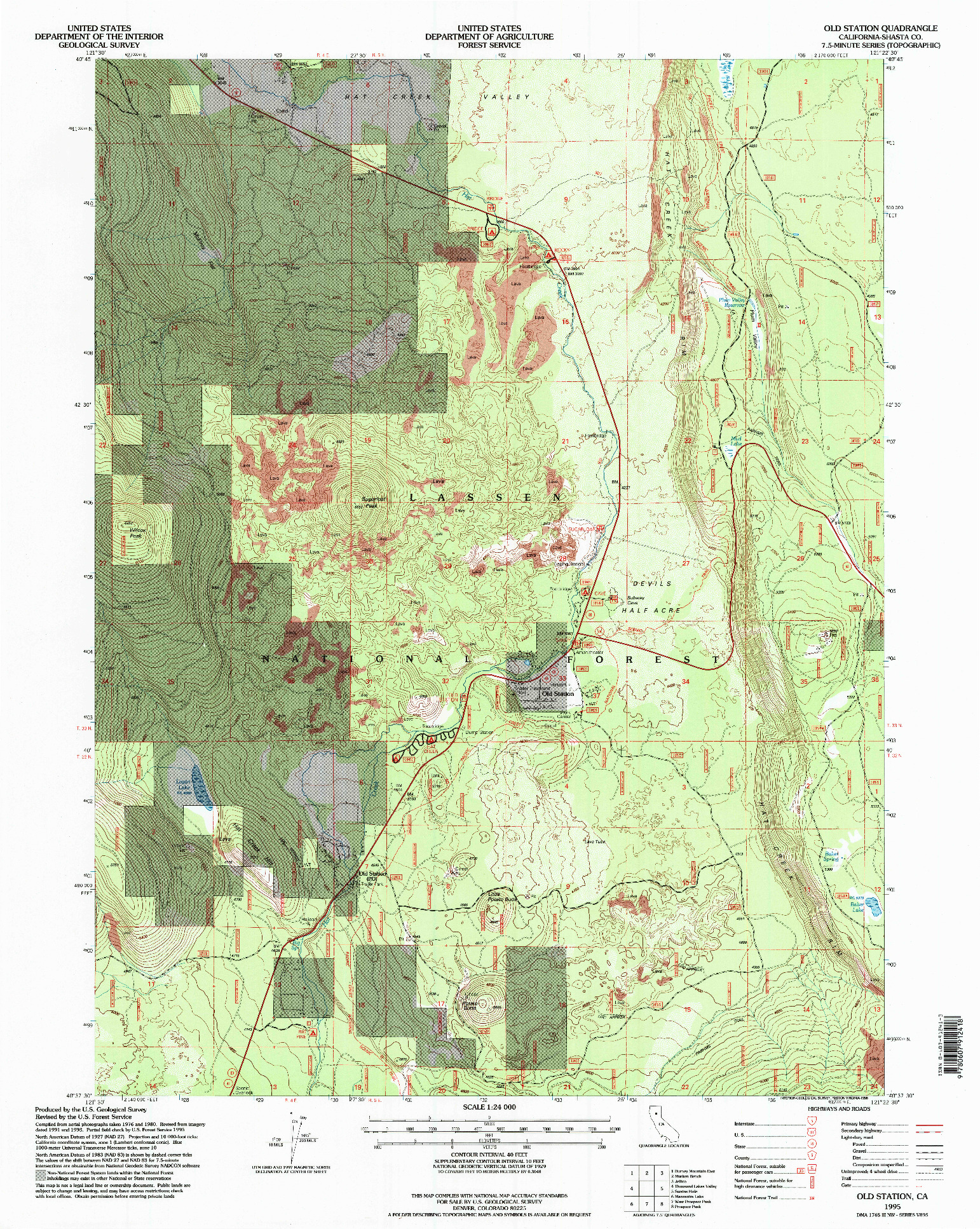 USGS 1:24000-SCALE QUADRANGLE FOR OLD STATION, CA 1995