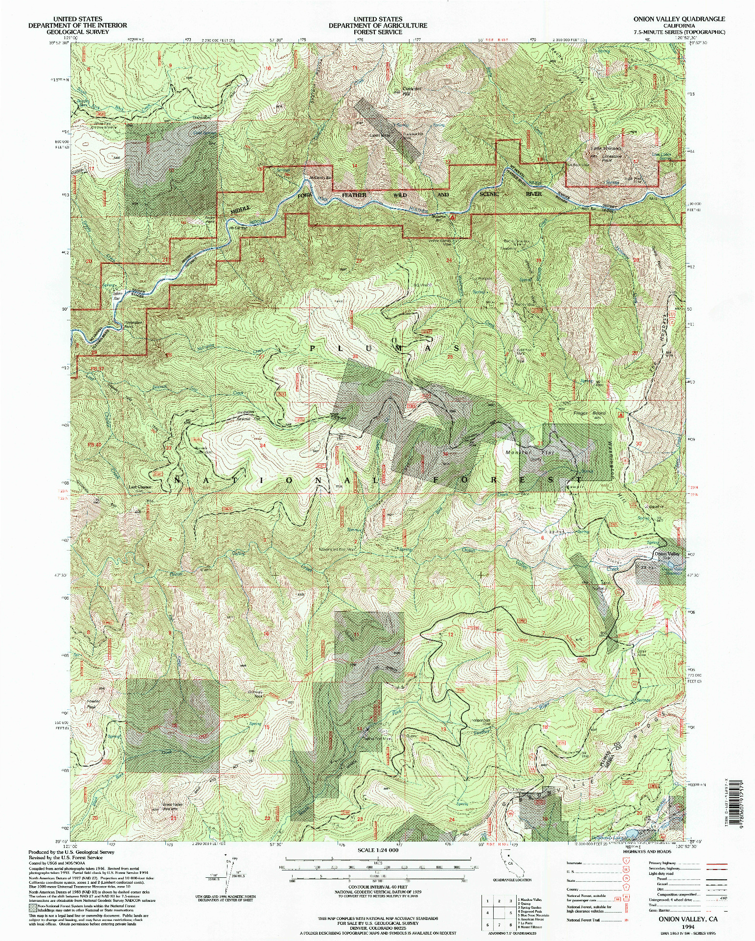 USGS 1:24000-SCALE QUADRANGLE FOR ONION VALLEY, CA 1994
