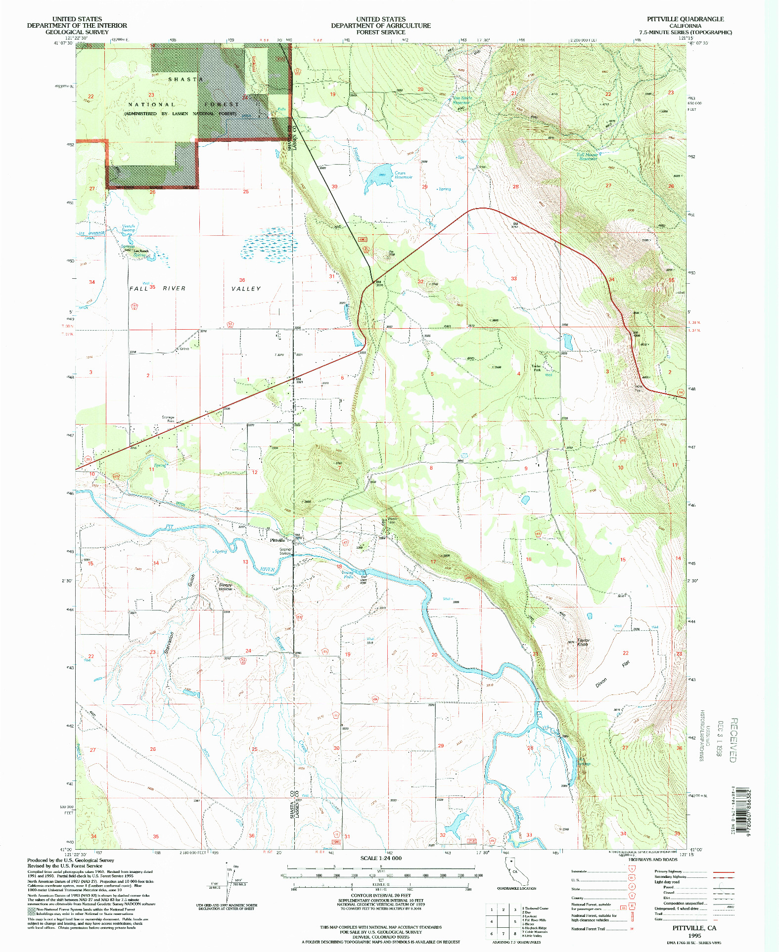 USGS 1:24000-SCALE QUADRANGLE FOR PITTVILLE, CA 1995