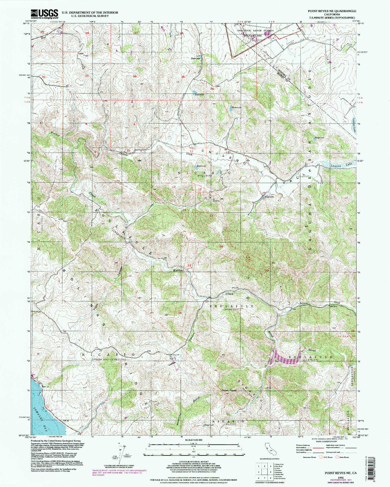 USGS 1:24000-SCALE QUADRANGLE FOR POINT REYES NE, CA 1995