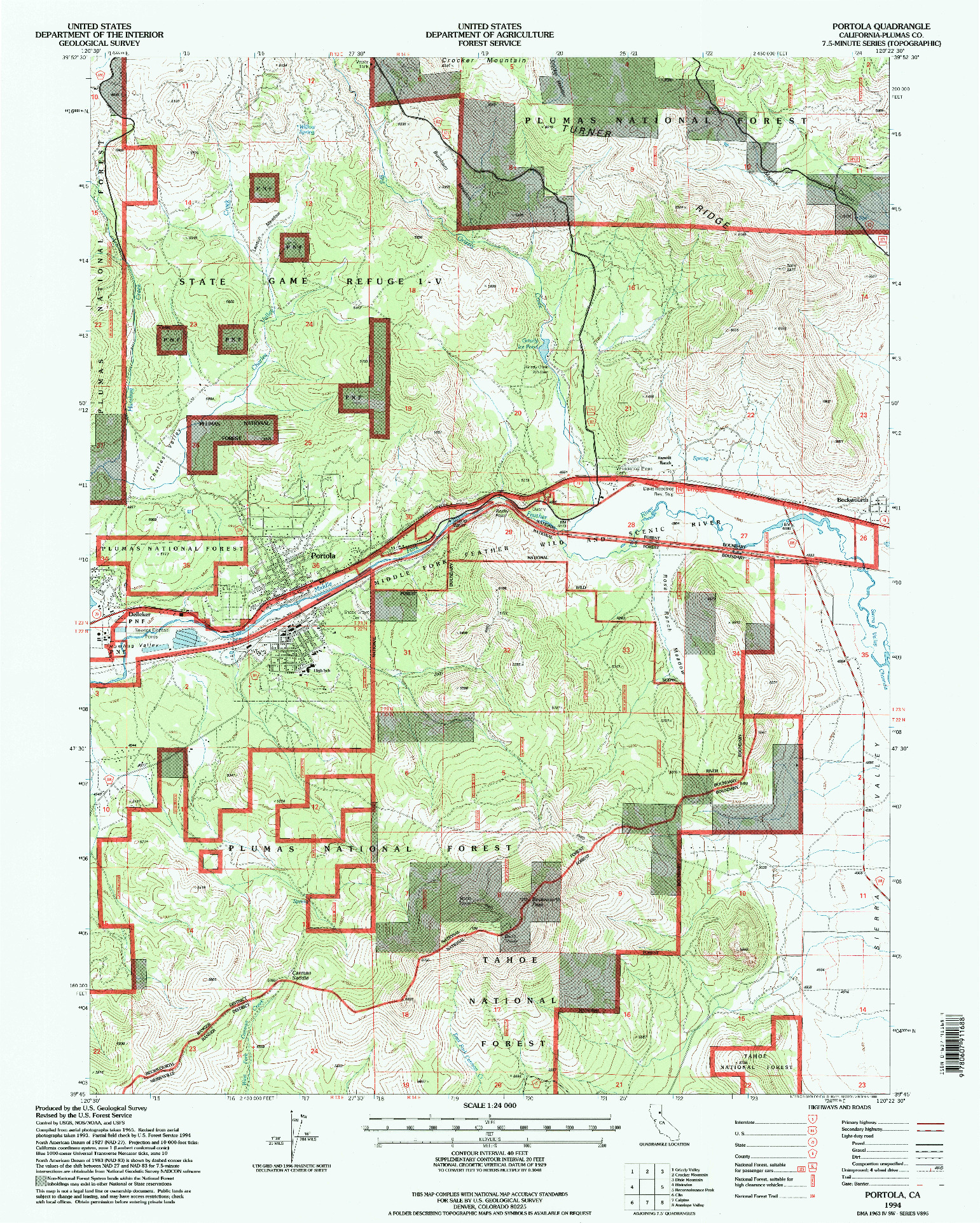 USGS 1:24000-SCALE QUADRANGLE FOR PORTOLA, CA 1994