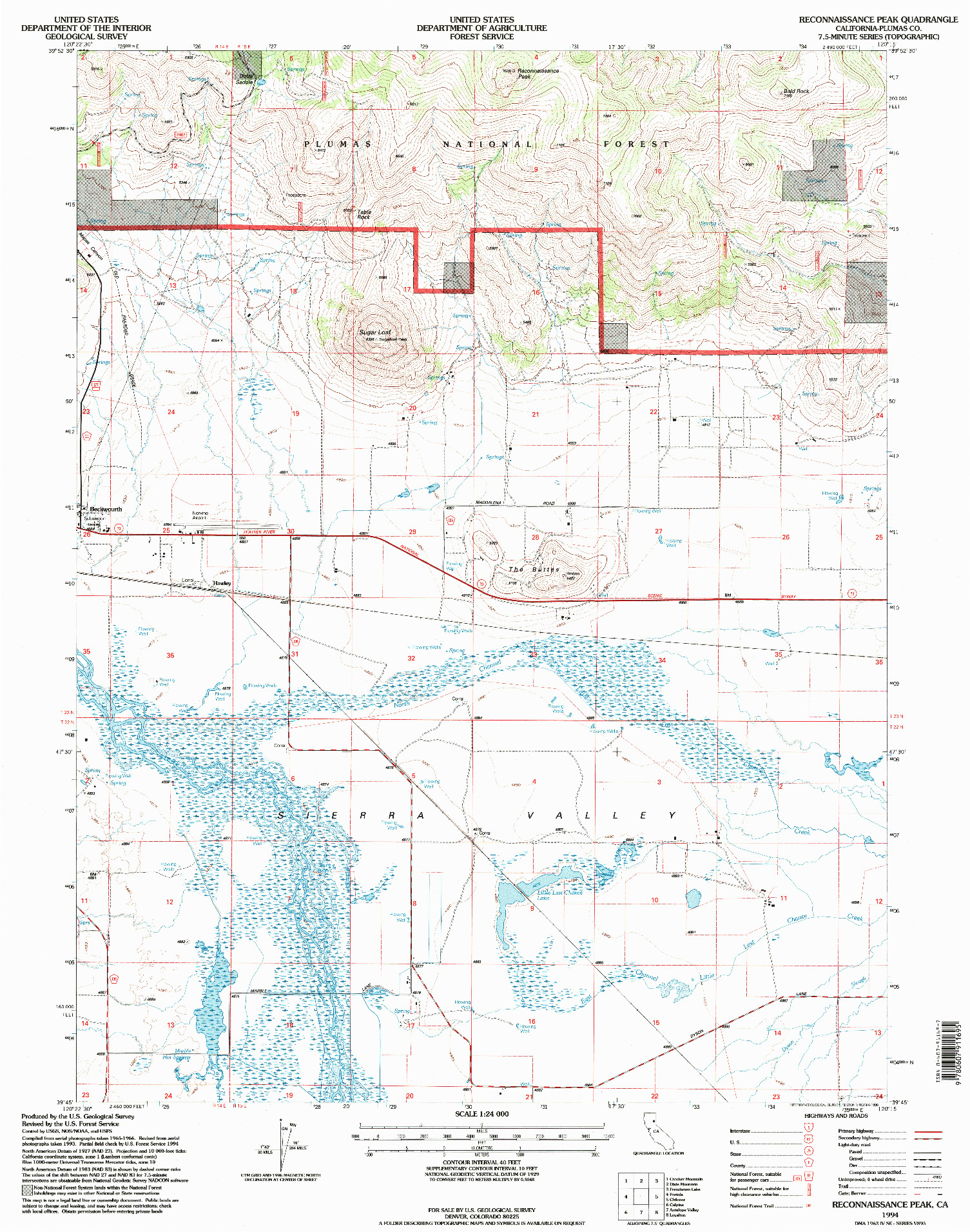 USGS 1:24000-SCALE QUADRANGLE FOR RECONNAISSANCE PEAK, CA 1994