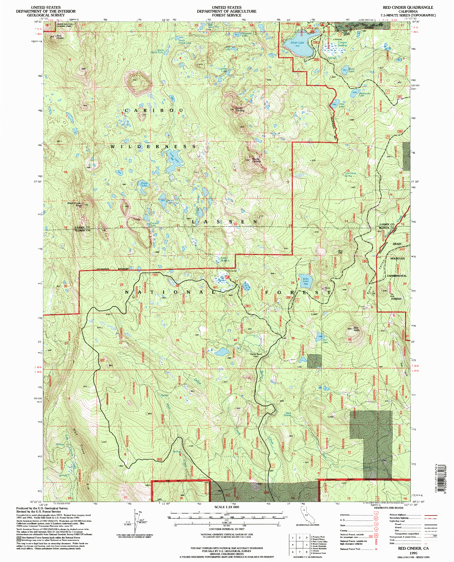 USGS 1:24000-SCALE QUADRANGLE FOR RED CINDER, CA 1995