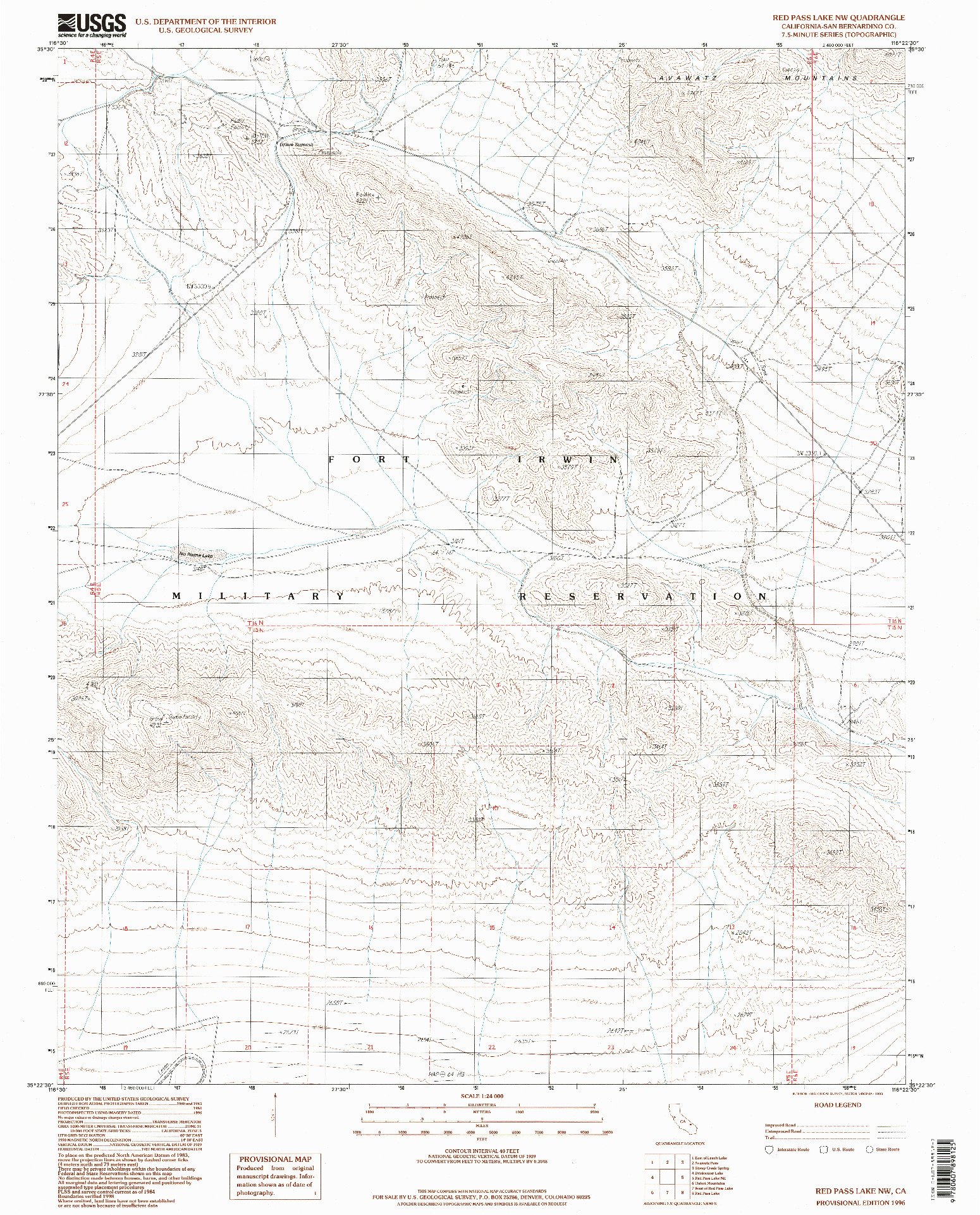 USGS 1:24000-SCALE QUADRANGLE FOR RED PASS LAKE NW, CA 1996
