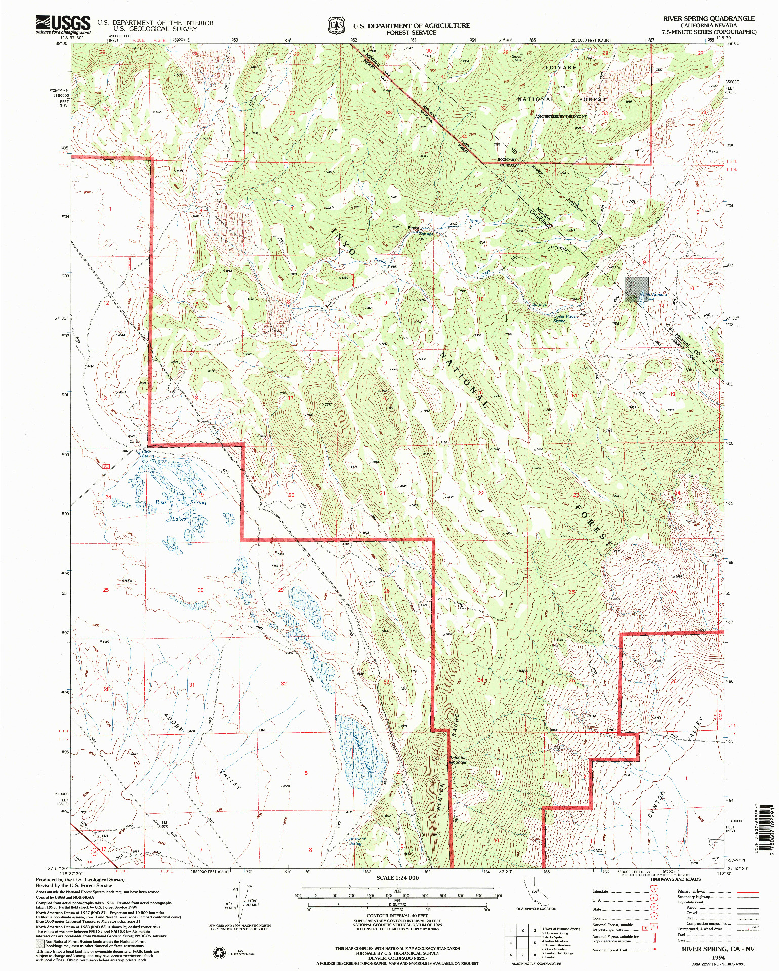 USGS 1:24000-SCALE QUADRANGLE FOR RIVER SPRING, CA 1994