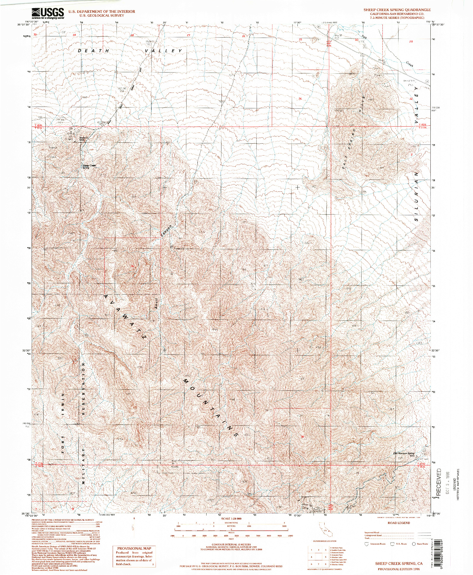 USGS 1:24000-SCALE QUADRANGLE FOR SHEEP CREEK SPRING, CA 1996