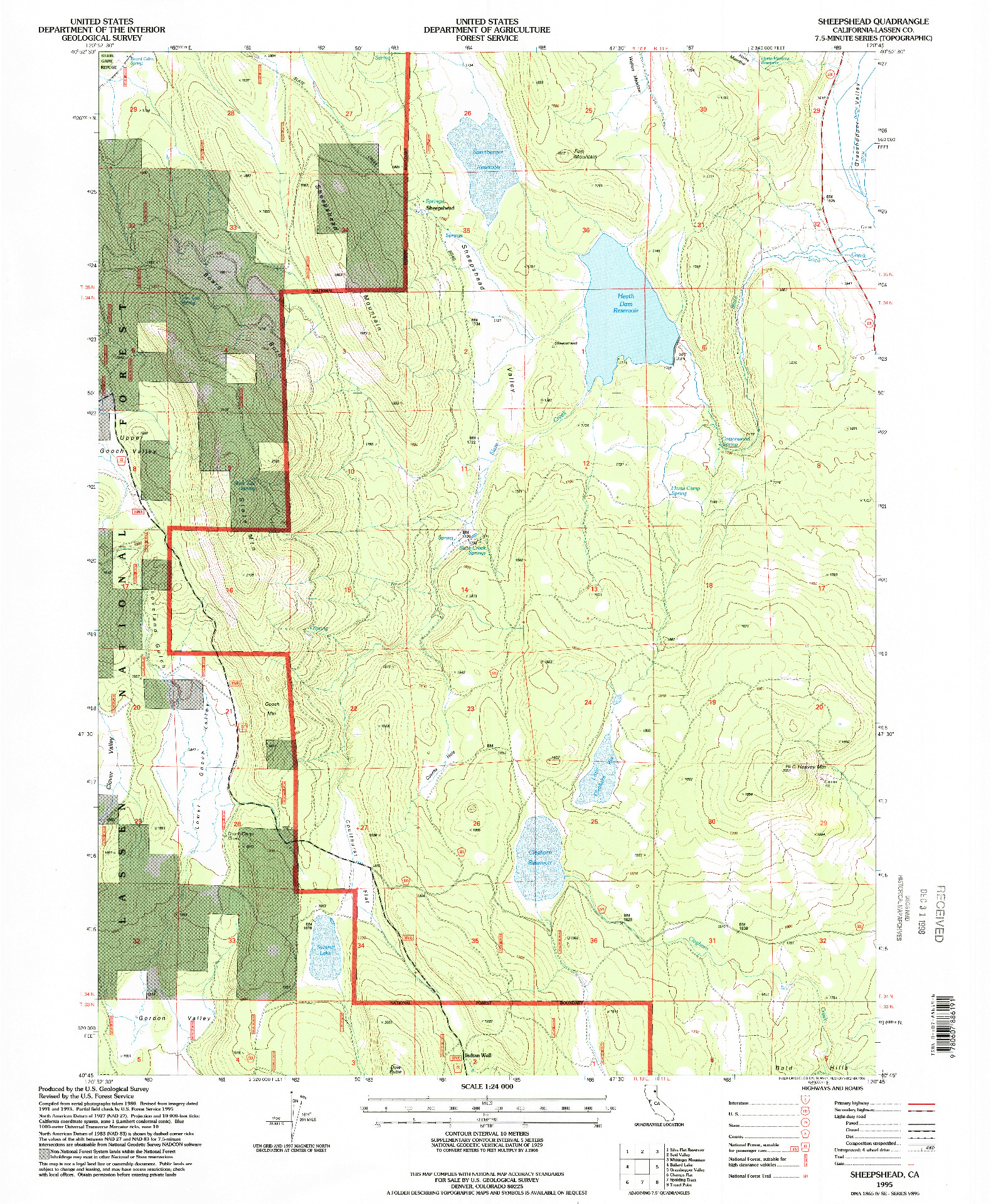 USGS 1:24000-SCALE QUADRANGLE FOR SHEEPSHEAD, CA 1995