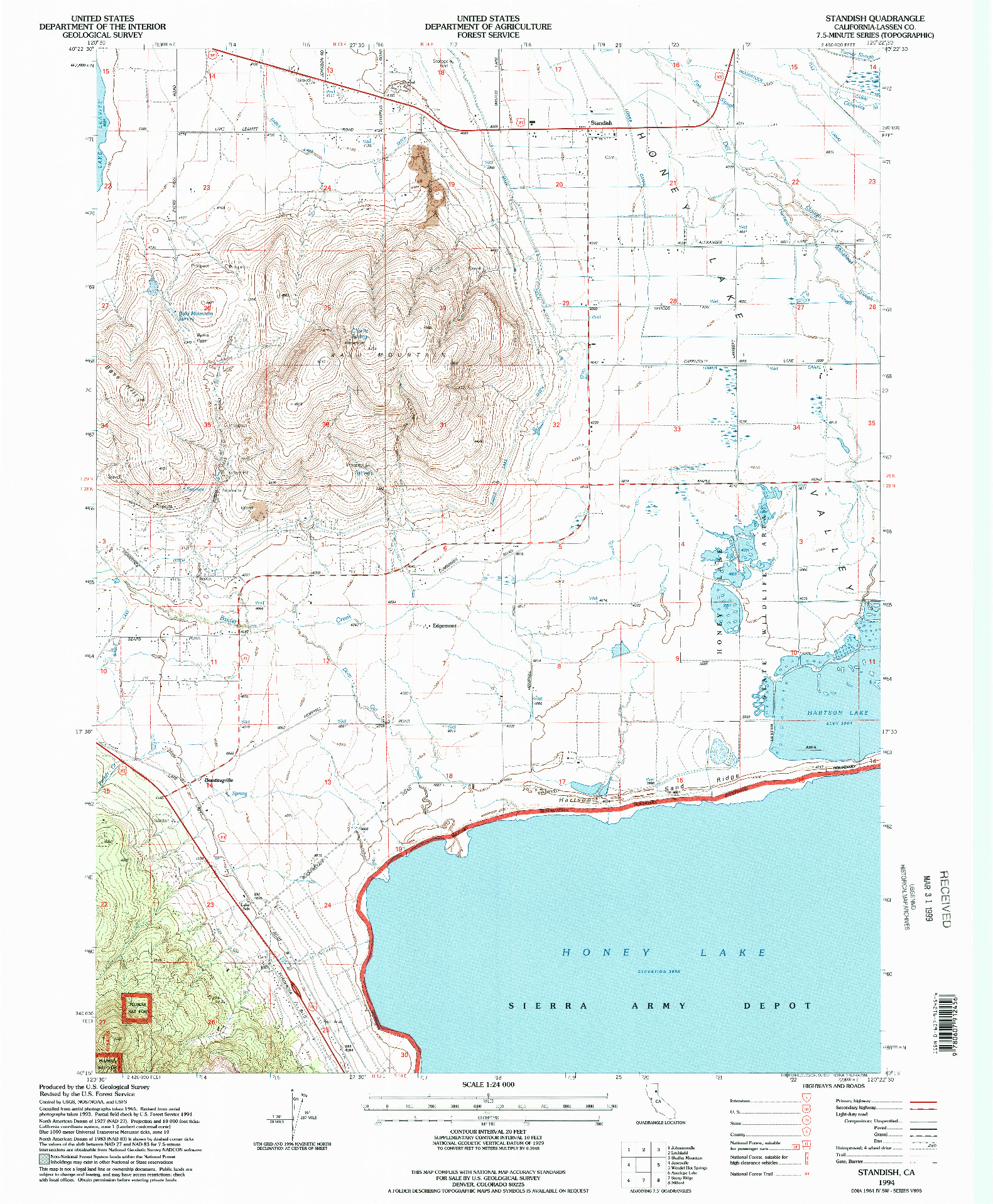 USGS 1:24000-SCALE QUADRANGLE FOR STANDISH, CA 1994