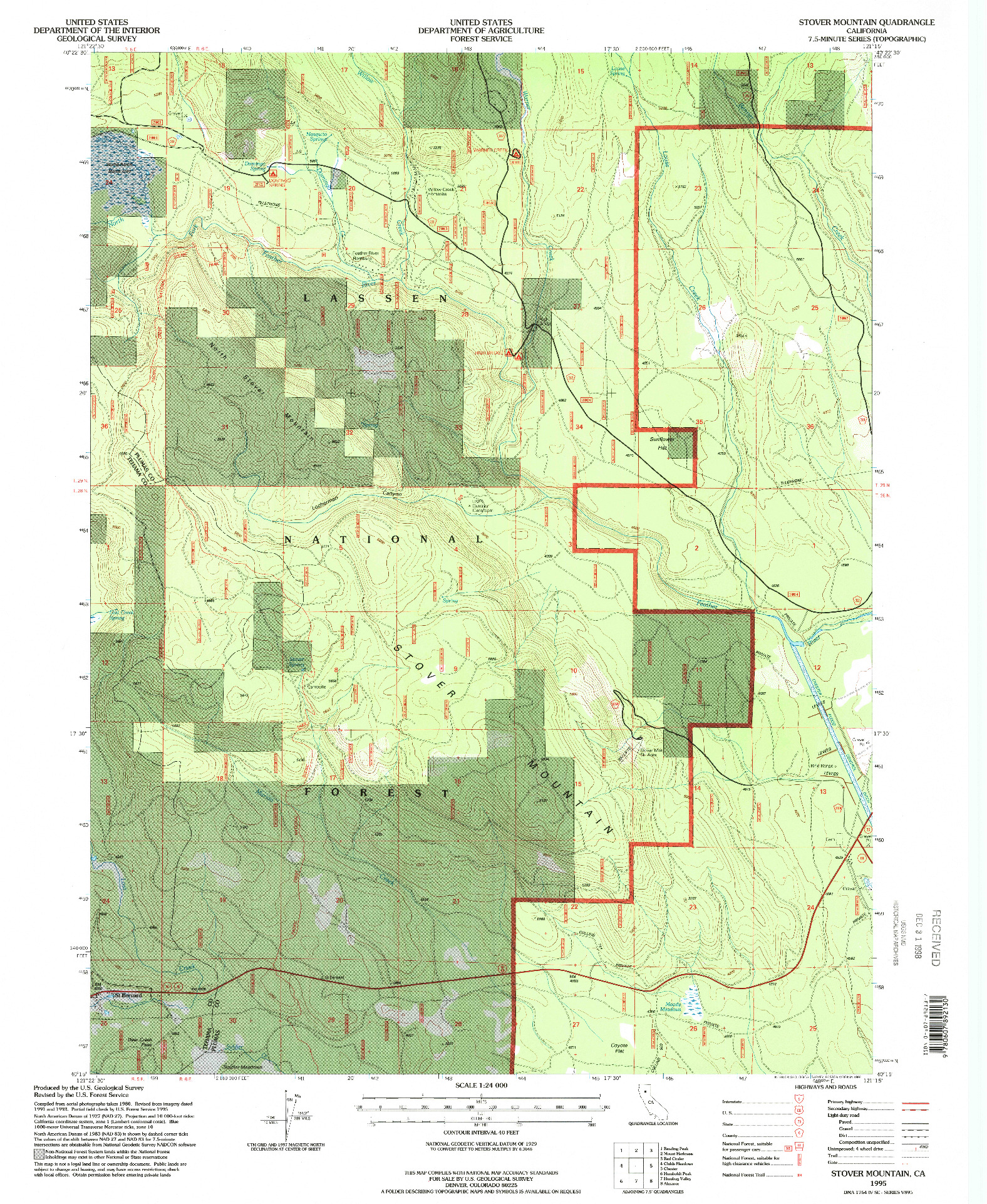 USGS 1:24000-SCALE QUADRANGLE FOR STOVER MOUNTAIN, CA 1995