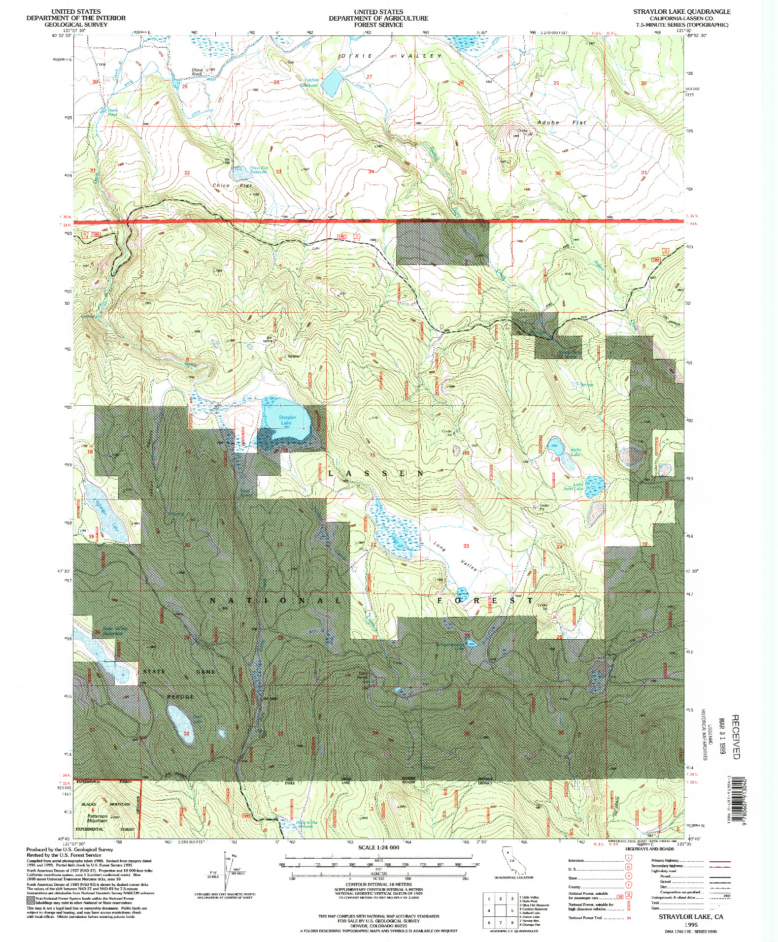 USGS 1:24000-SCALE QUADRANGLE FOR STRAYLOR LAKE, CA 1995
