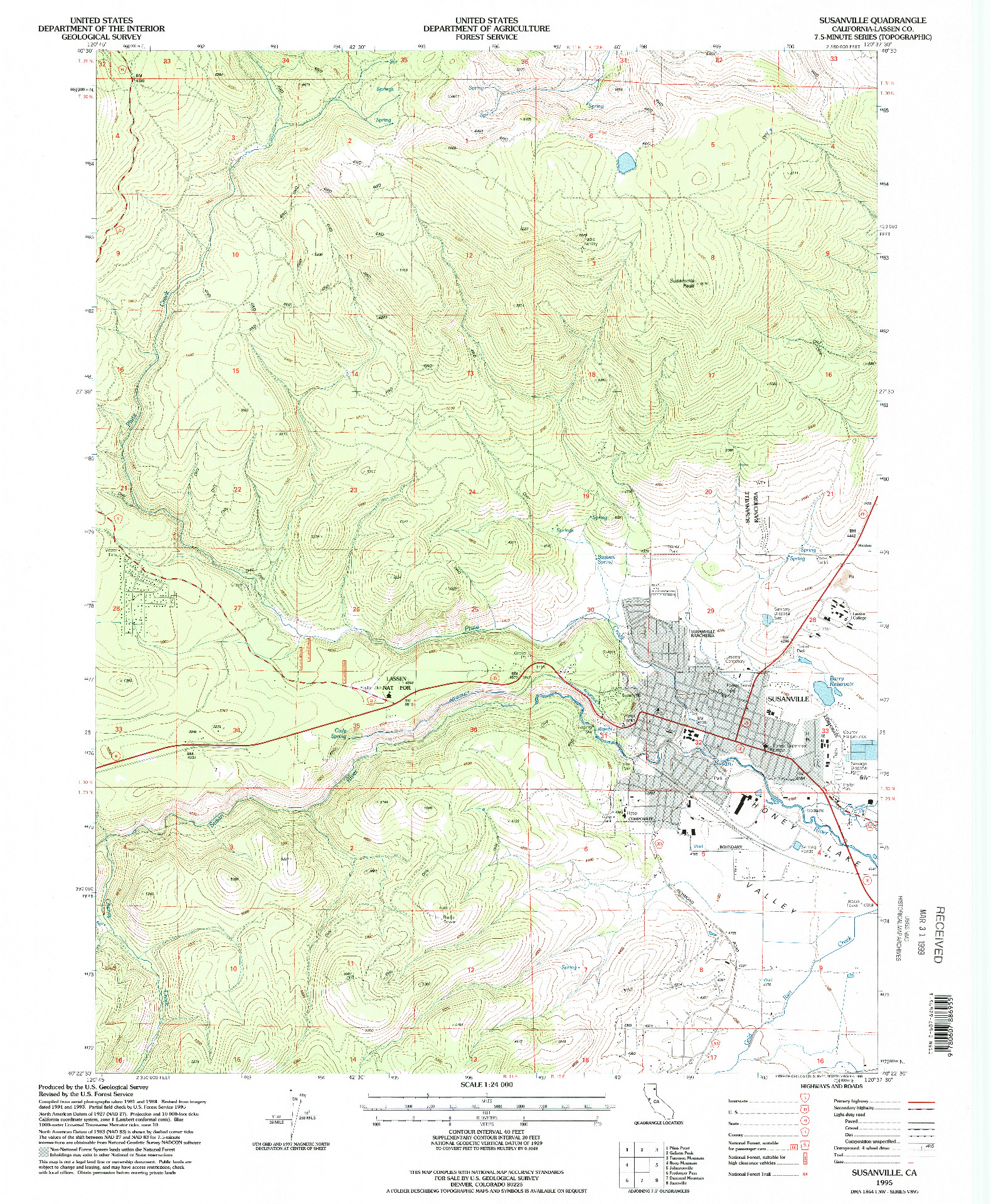 USGS 1:24000-SCALE QUADRANGLE FOR SUSANVILLE, CA 1995