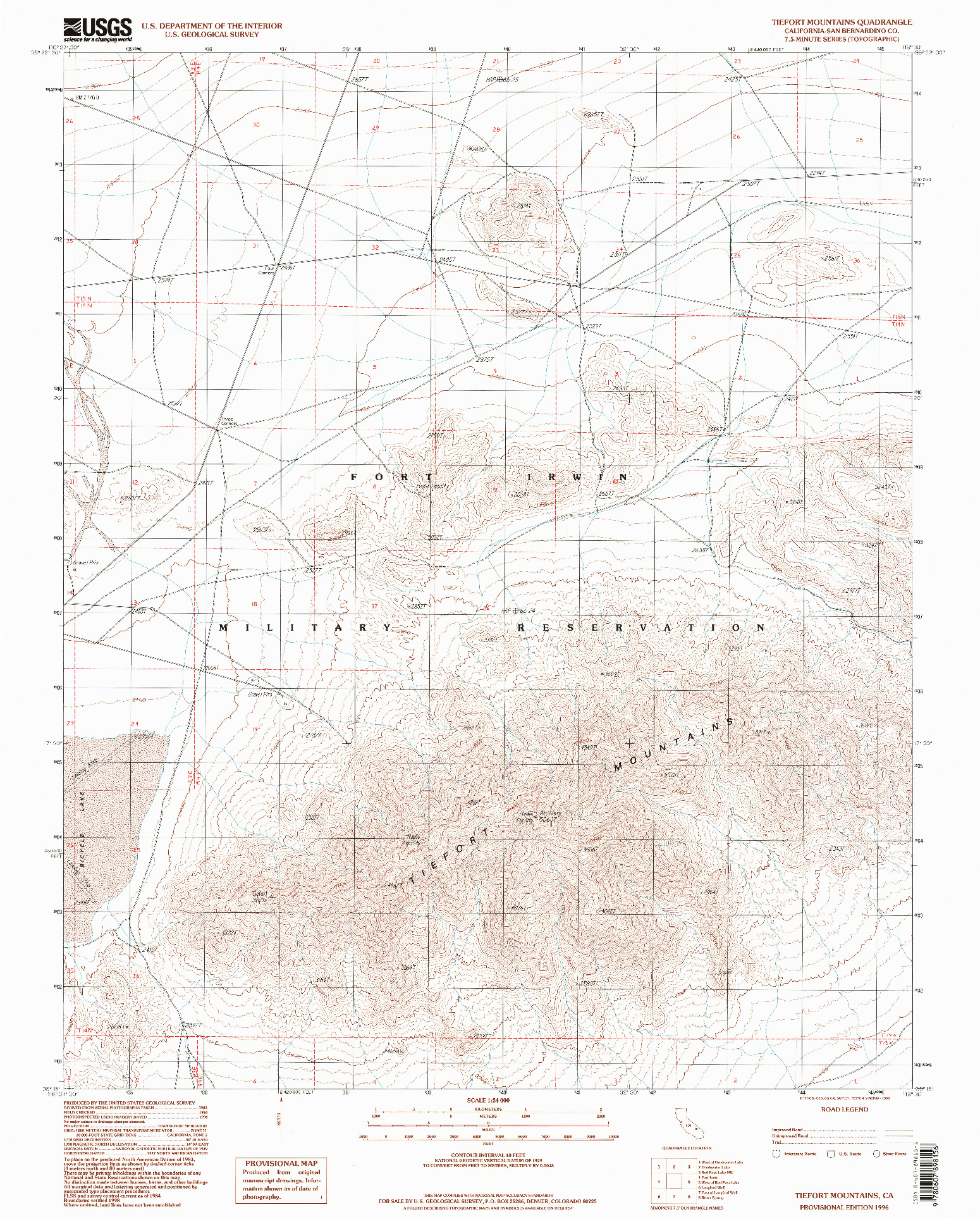 USGS 1:24000-SCALE QUADRANGLE FOR TIEFORT MOUNTAINS, CA 1996