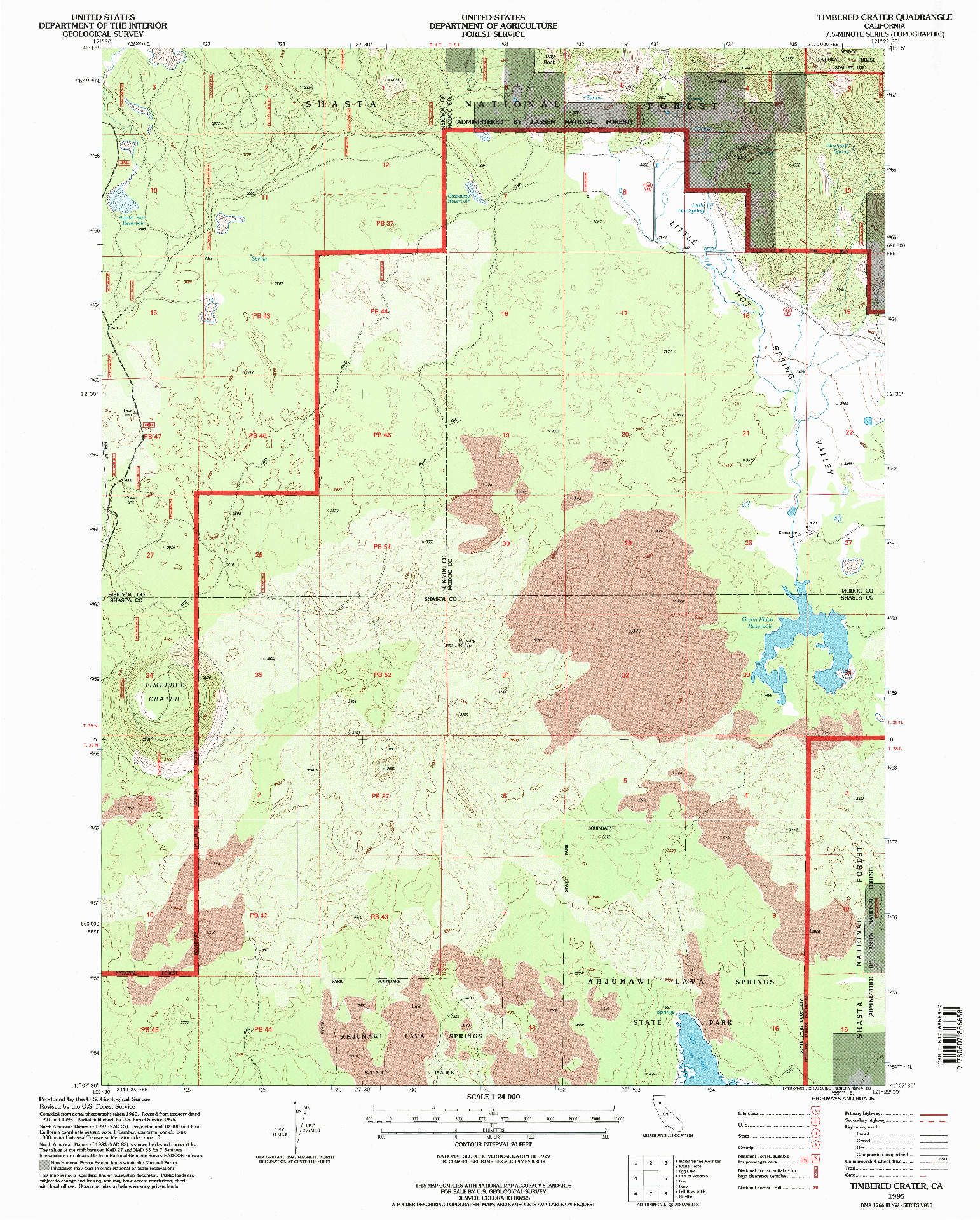 USGS 1:24000-SCALE QUADRANGLE FOR TIMBERED CRATER, CA 1995